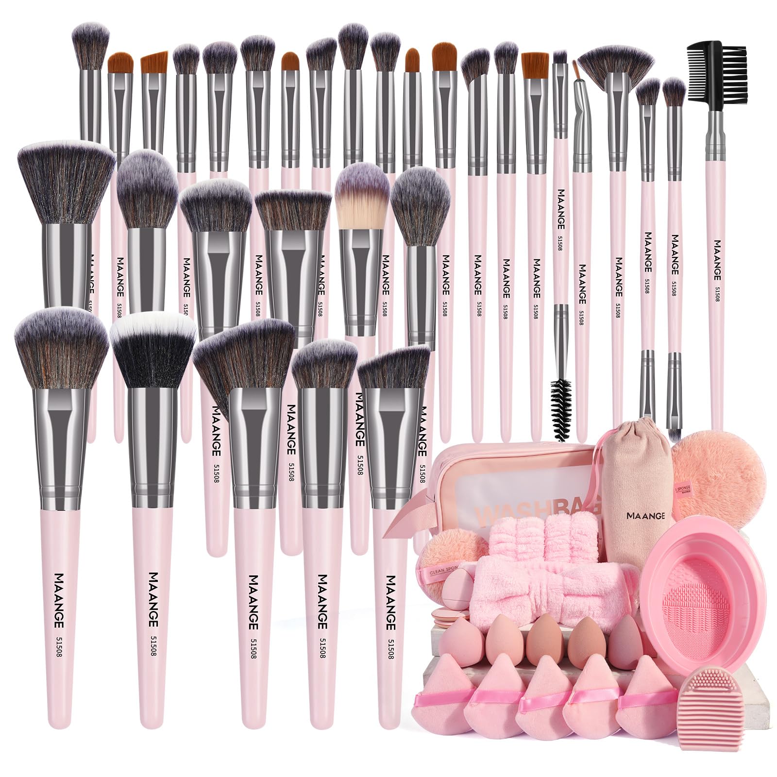 MAANGE Makeup Brushes 54 Pcs Makeup Tool Set, Multi-functional Makeup Kit Premium Synthetic Brush Make up Brushes Set for Women (Black, 54 Pcs) Halalzen