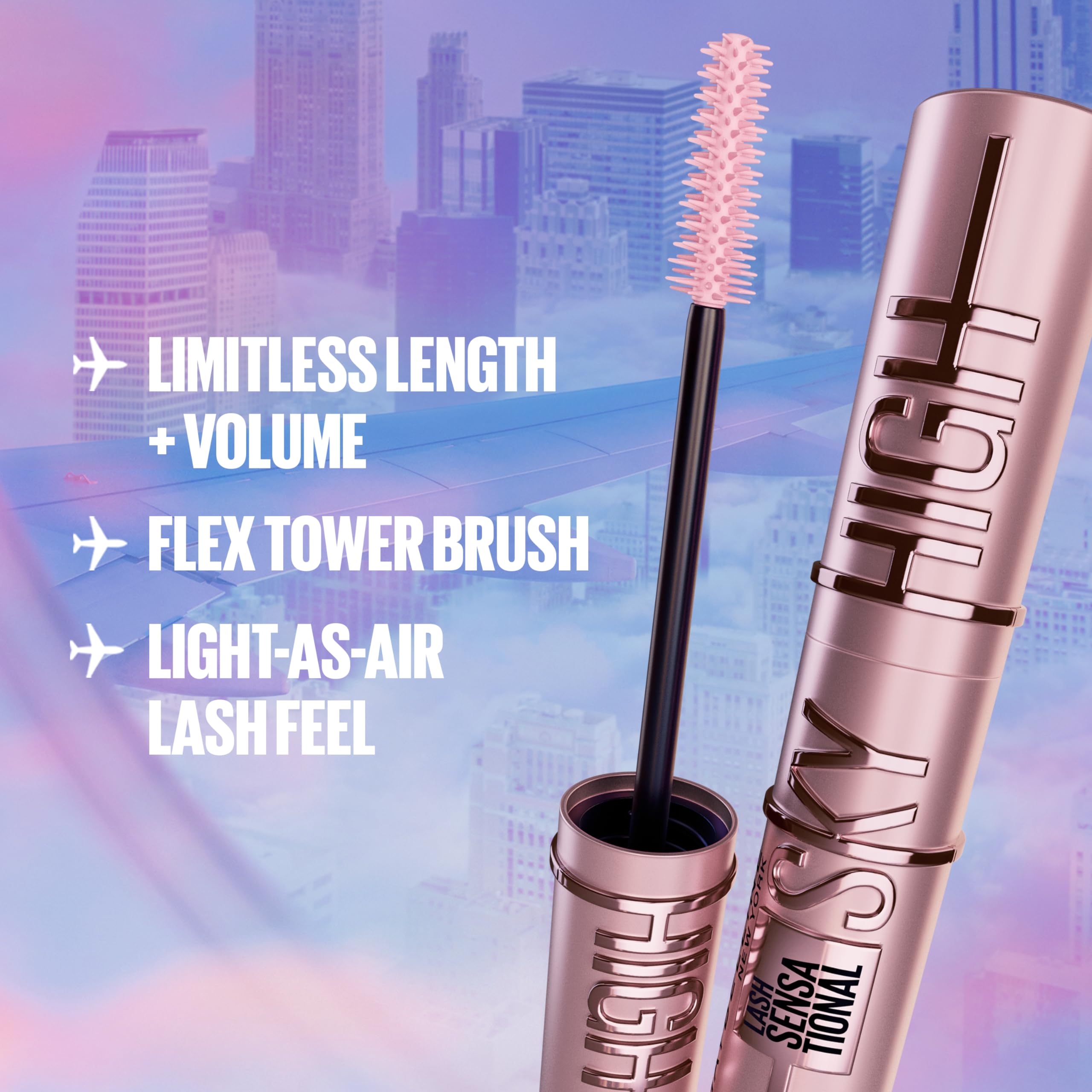 Maybelline New York Lash Sensational Sky High Mascara, Volumising & Lengthening Mascara, Washable Flake-Free Formula Infused with Bamboo Extract & Fibres, 7 ml, Shade: Brown Halalzen