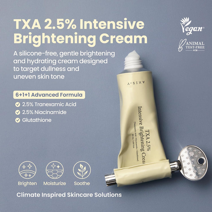 AXIS-Y TXA 2.5% Intensive Brightening Cream - Tranexamic Acid, Niacinamide & Glutathione for Hyperpigmentation & Dark Spot Corrector - Vegan Korean Skin Care Moisturizer Face Cream - 50ml/1.69 fl. oz.