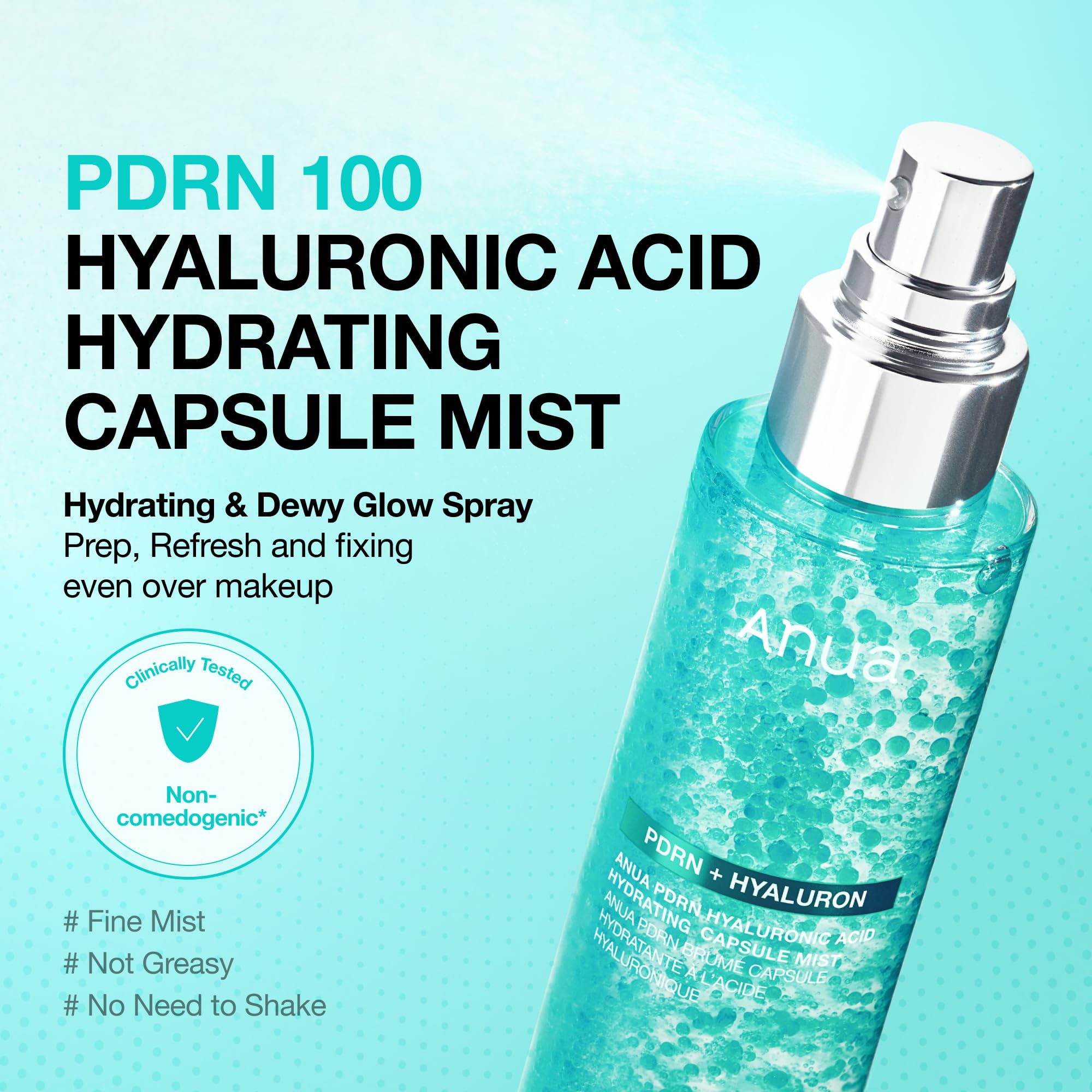 ANUA PDRN Collagen Glow Facial Serum Spray, Hydrating Face Mist, Hyaluronic Acid, dewy glass finish, All Skin Types, Instant Plumping Hydration, Firming Care, Korean Skincare, 3.38 fl oz Halalzen