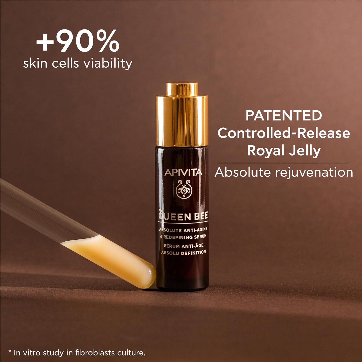 Apivita Queen Bee Absolute Anti-Aging & Redefining Serum 30ml - Facial Serum with Controlled-Release Royal Jelly, Propolis, Honey | Flash Lifting Effect, Wrinkles, Firmness, Lifted Facial Contour