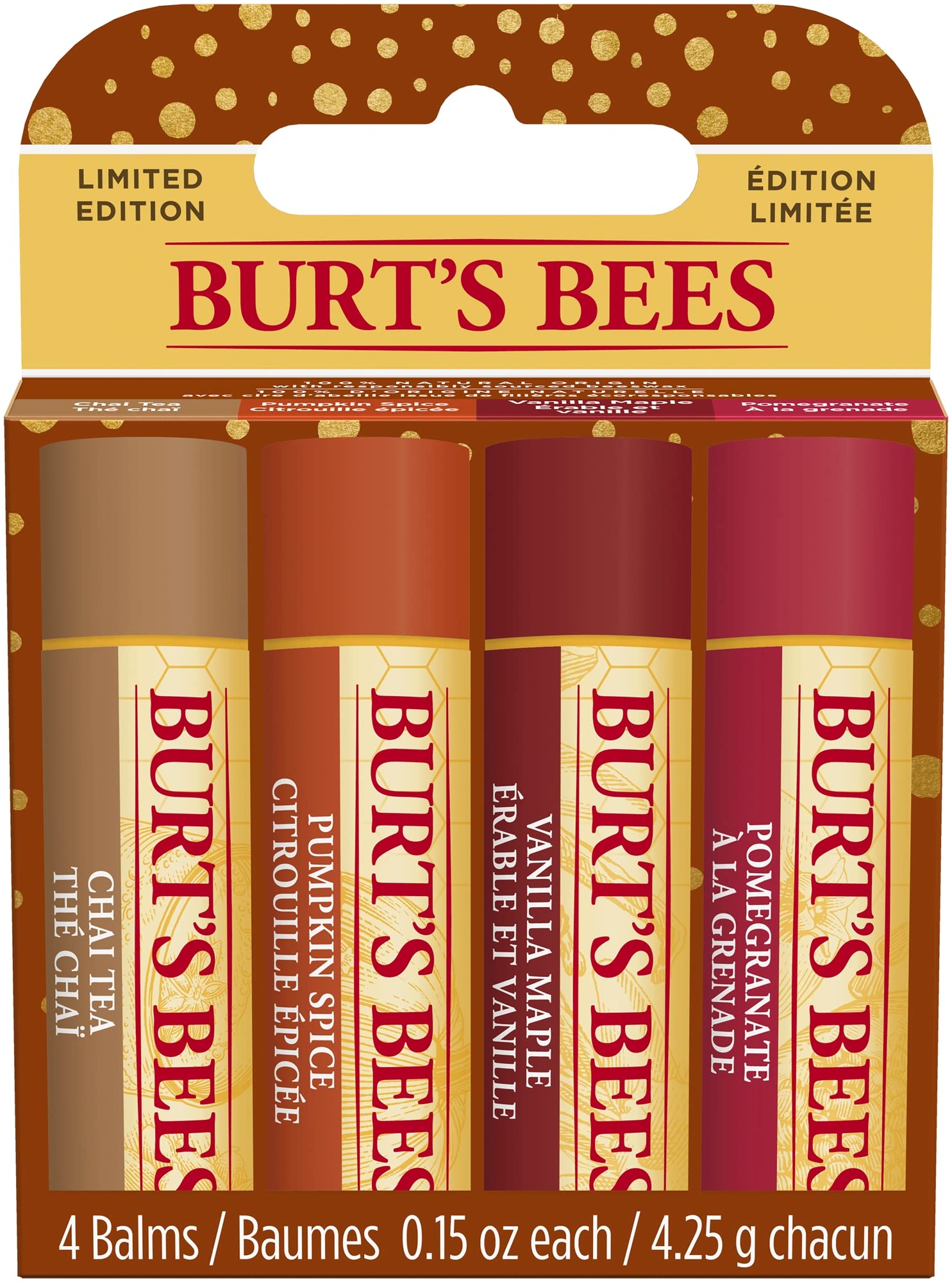 Burt's Bees Lip Balm Pomegranate, Moisturising Lip Balm With Beeswax & Vitamin E, 100% Natural Origin, 4.25g Halalzen