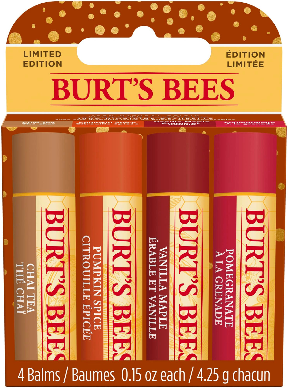 Burt's Bees Lip Balm Pomegranate, Moisturising Lip Balm With Beeswax & Vitamin E, 100% Natural Origin, 4.25g Halalzen