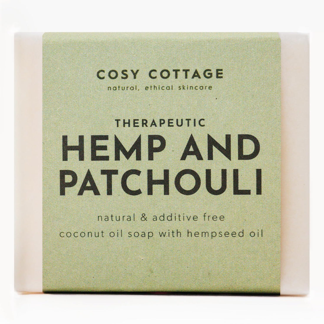 Cosy Cottage Therapeutic Hempseed & Patchouli Oil Soap Bar – 110g | Handmade, Natural & Moisturising Cleanser | Plastic Free, Palm Oil Free, SLS Free | Shower & Bath Soap | Gift for Women Halalzen
