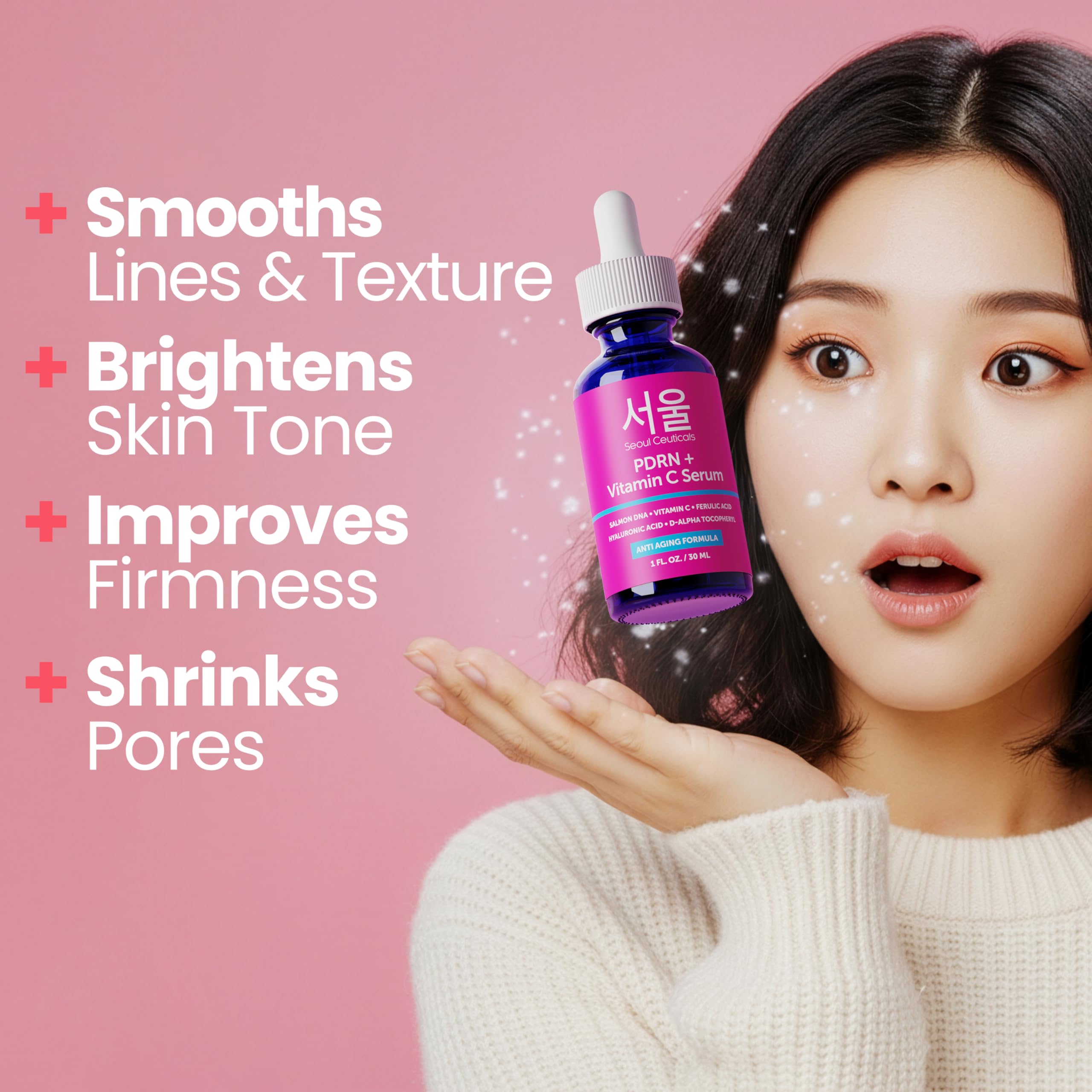 SeoulCeuticals Korean Skin Care 20% Vitamin C Hyaluronic Acid Serum + CE Ferulic Acid - Potent Anti Aging, Anti Wrinkle Korean Beauty 1oz Halalzen