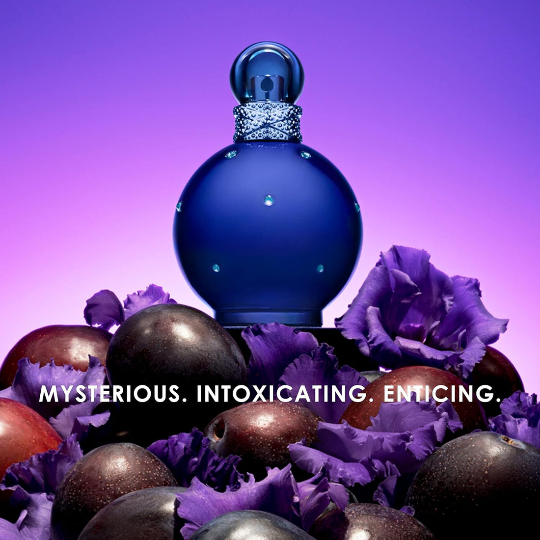 Britney Spears Midnight Fantasy 100 ml – Eau de Parfum for Women – Floral Amber Fruity Fragrance – Notes of Exotic Plum, Velvet Iris and Amber – Midnight Blue Bottle Halalzen