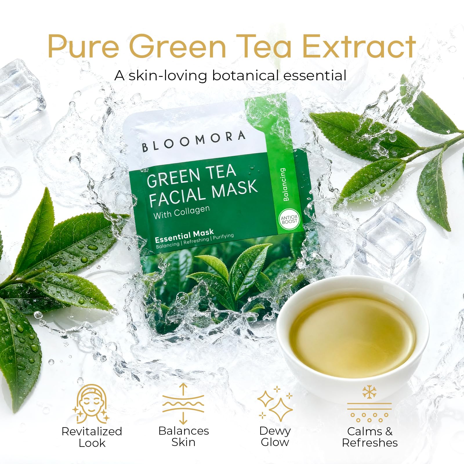 10 Pack Mixed Face Mask Set with Collagen – Hydrating Sheet Mask Skincare Set for Radiant, Fresh & Nourished Skin, Moisturising Facial Masks for Women & Men