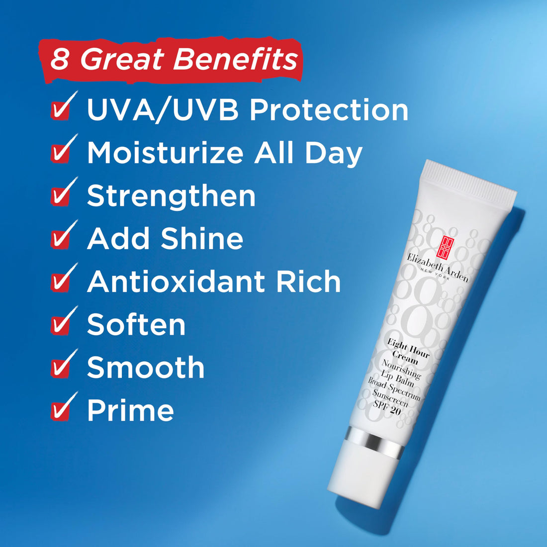 Elizabeth Arden Eight Hour Cream Nourishing Lip Balm SPF 20, 14.8ml, Long-lasting Moisture & Conditioning, Sun Protection for Dry Lips, Unisex