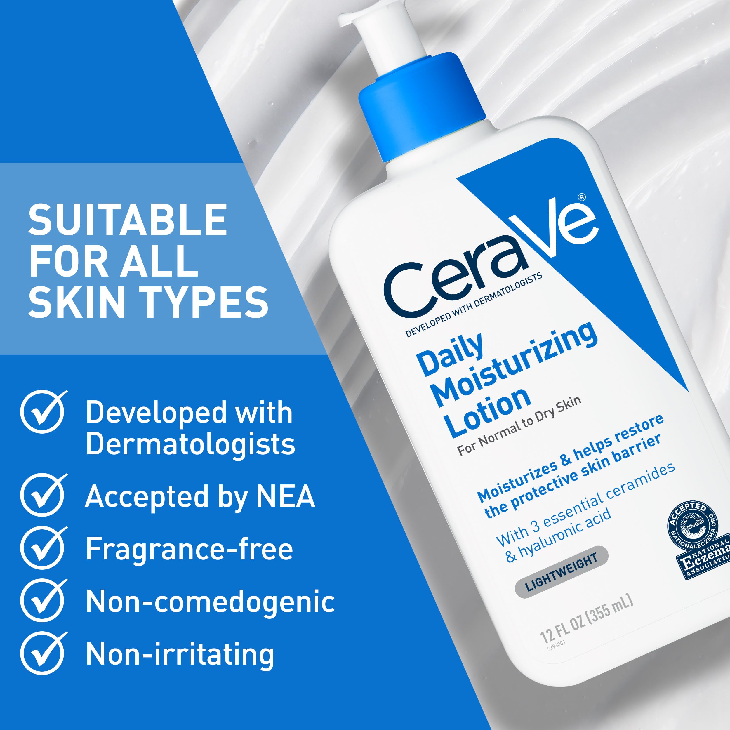 CeraVe Daily Moisturizing Lotion for Dry Skin, Body Lotion & Face Moisturizer with Hyaluronic Acid and Ceramides, Daily Moisturizer, Fragrance Free, Oil-Free, 19 Ounce Halalzen