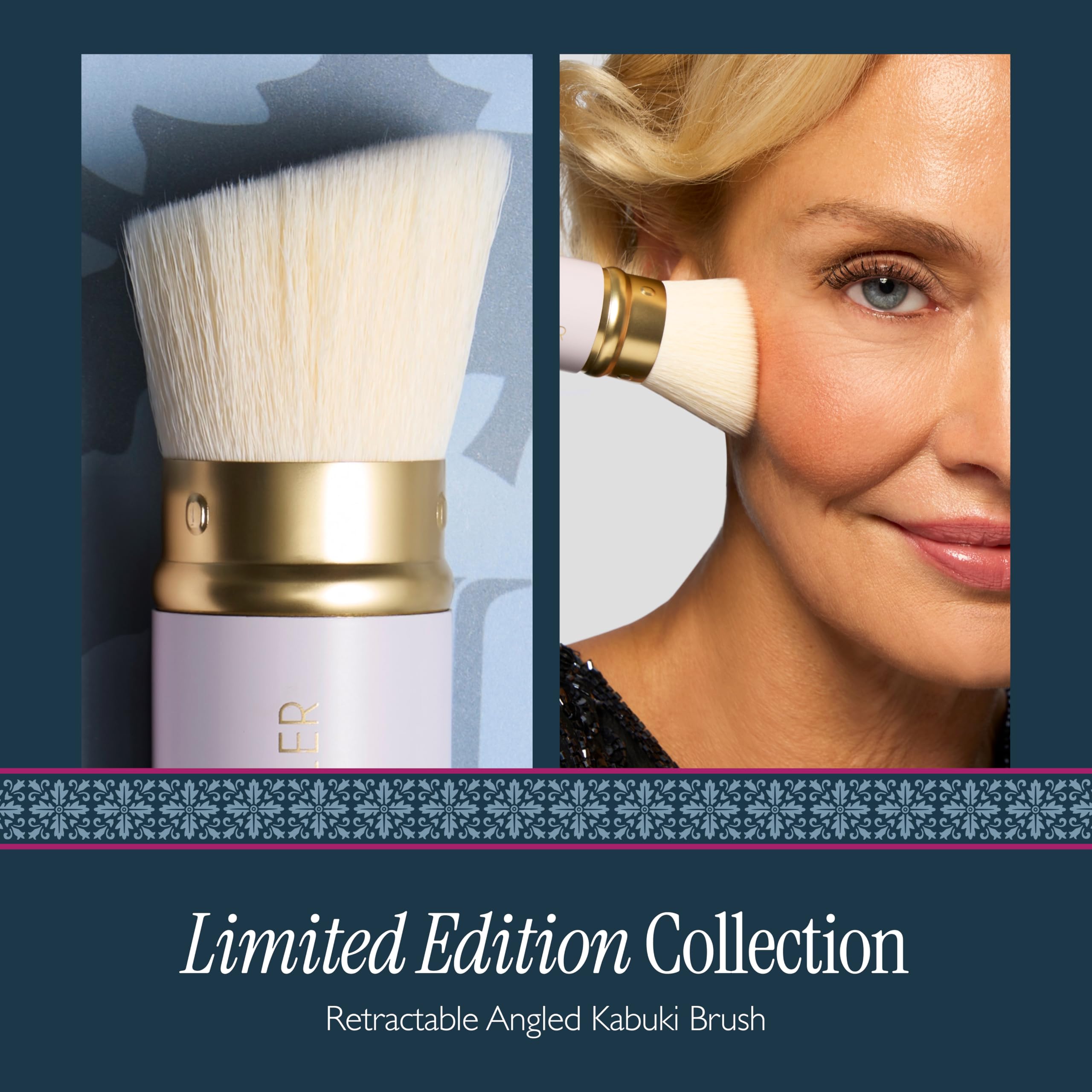 LAURA GELLER NEW YORK Retractable Black Kabuki Brush for Liquid, Cream and Powder Face Makeup With Aluminum Handle Halalzen