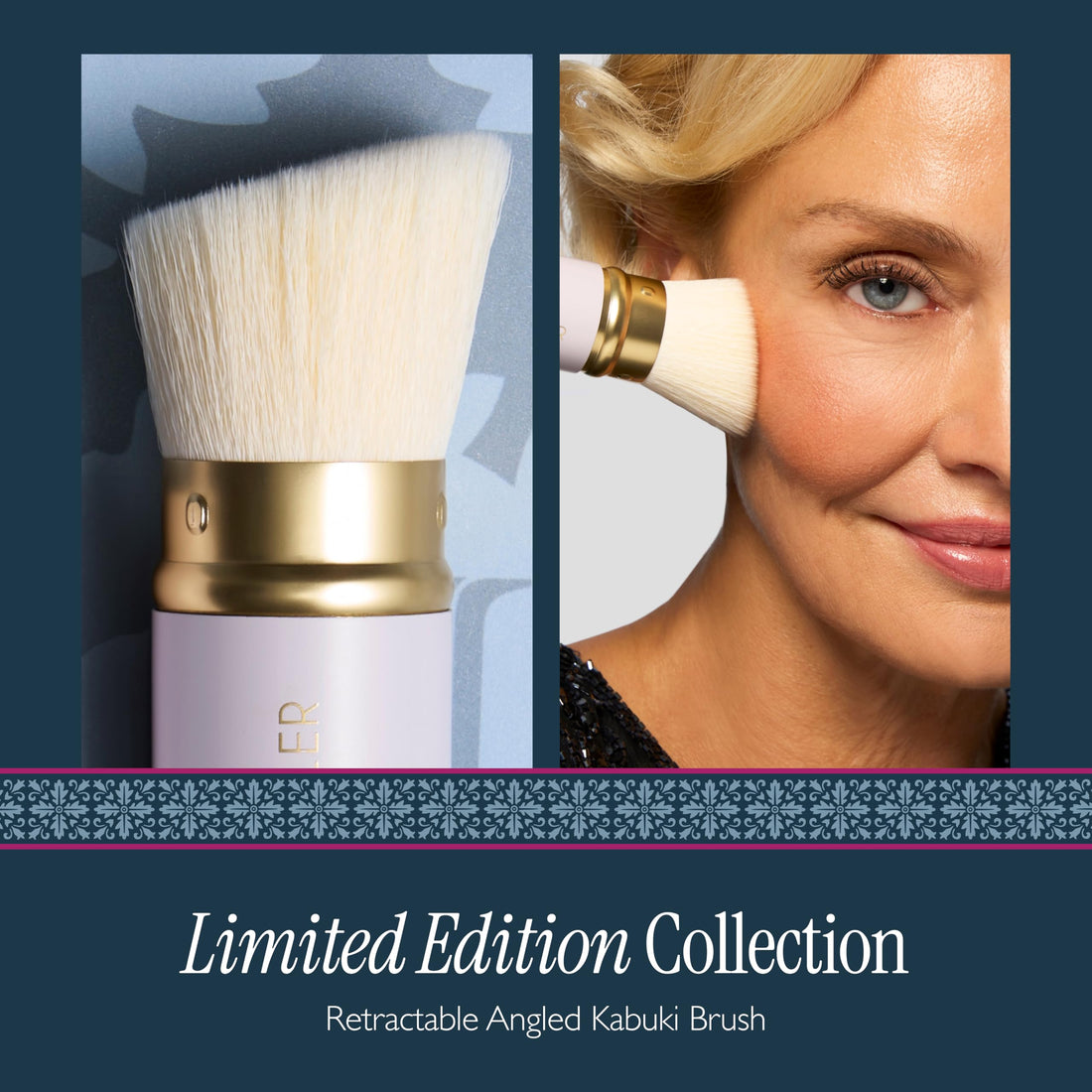 LAURA GELLER NEW YORK Retractable Black Kabuki Brush for Liquid, Cream and Powder Face Makeup With Aluminum Handle Halalzen
