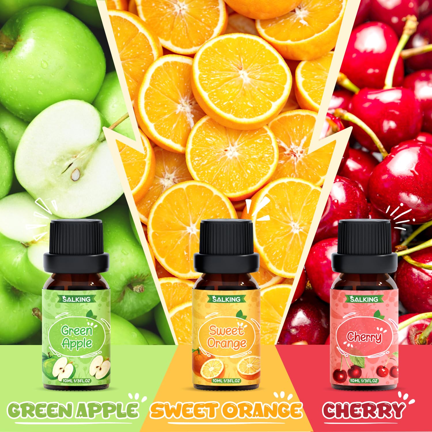 SALKING Essential Oils Set, 100% Pure Fragrance Oil AromatherapyGift, Premium Scented Oils for Diffusers 6 x 10 ML - Lavender, Rose, Jasmine, Cherry Blossom, Gardenia, Chamomile, Pink
