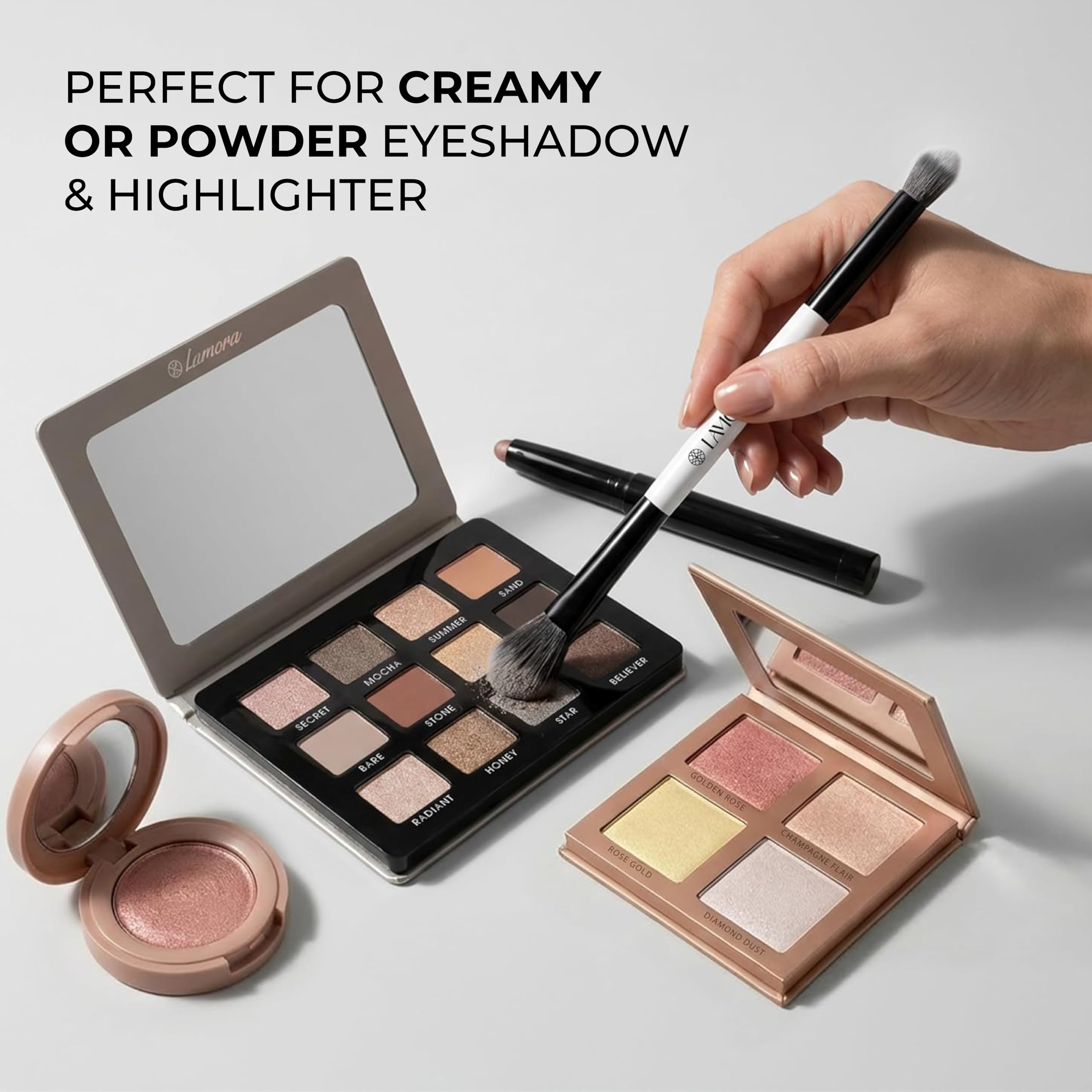 LAMORA Concealer Makeup Brush Under Eye - Angled Flat Top Kabuki Nose Contour Brush - Ideal for Concealing Blending Setting Buffing with Powder Liquid Cream Cosmetic - Small Makeup Foundation Brush Halalzen