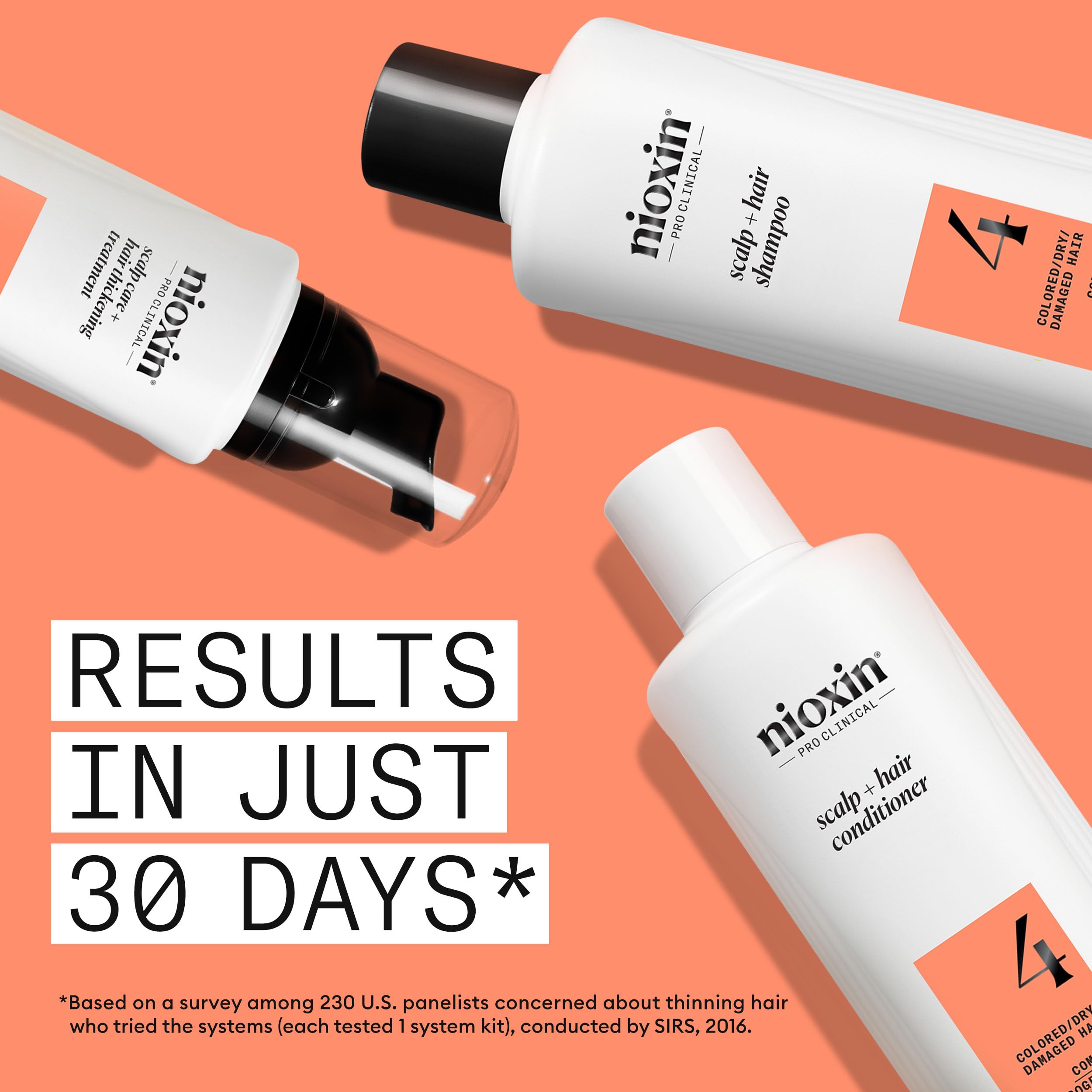 Nioxin System 4 - Hair Thickening System For Damaged Hair with Progressed Thinning - Biotin & Niacinamide - Shampoo, Conditioner, Serum