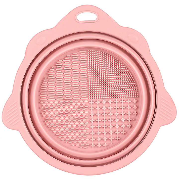 Foldable Silicone Makeup Brush Cleaner Mat Pad Bowl Makeup Kits Cleaning Tool for Makeup Brushes Sponges Powder Puffs(Beige) Halalzen