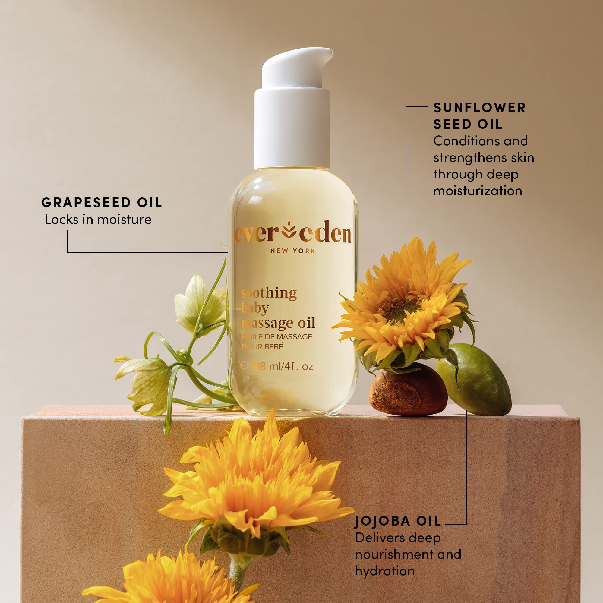 Evereden Soothing Baby Massage Oil 10.1 fl oz. | Clean Baby Care | Non-toxic and Fragrance Free | Clean Ingredients Halalzen