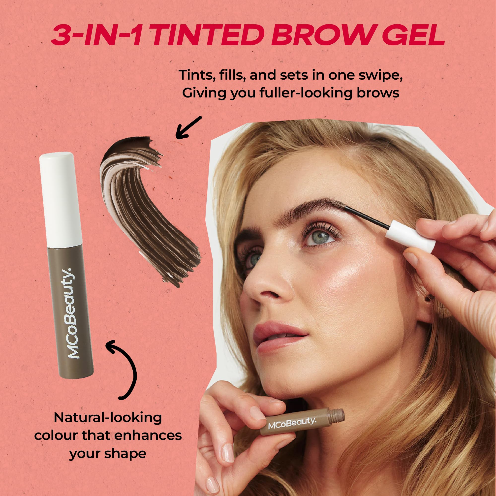 MCoBeauty - Magic Brows - Blonde Brow Gel - 3-in-1 Tinted Volumising Eyebrow Gel - Tints, Fills and Holds - Includes an Eyebrow Spoolie Brush - Formula for a Natural Looking Finish