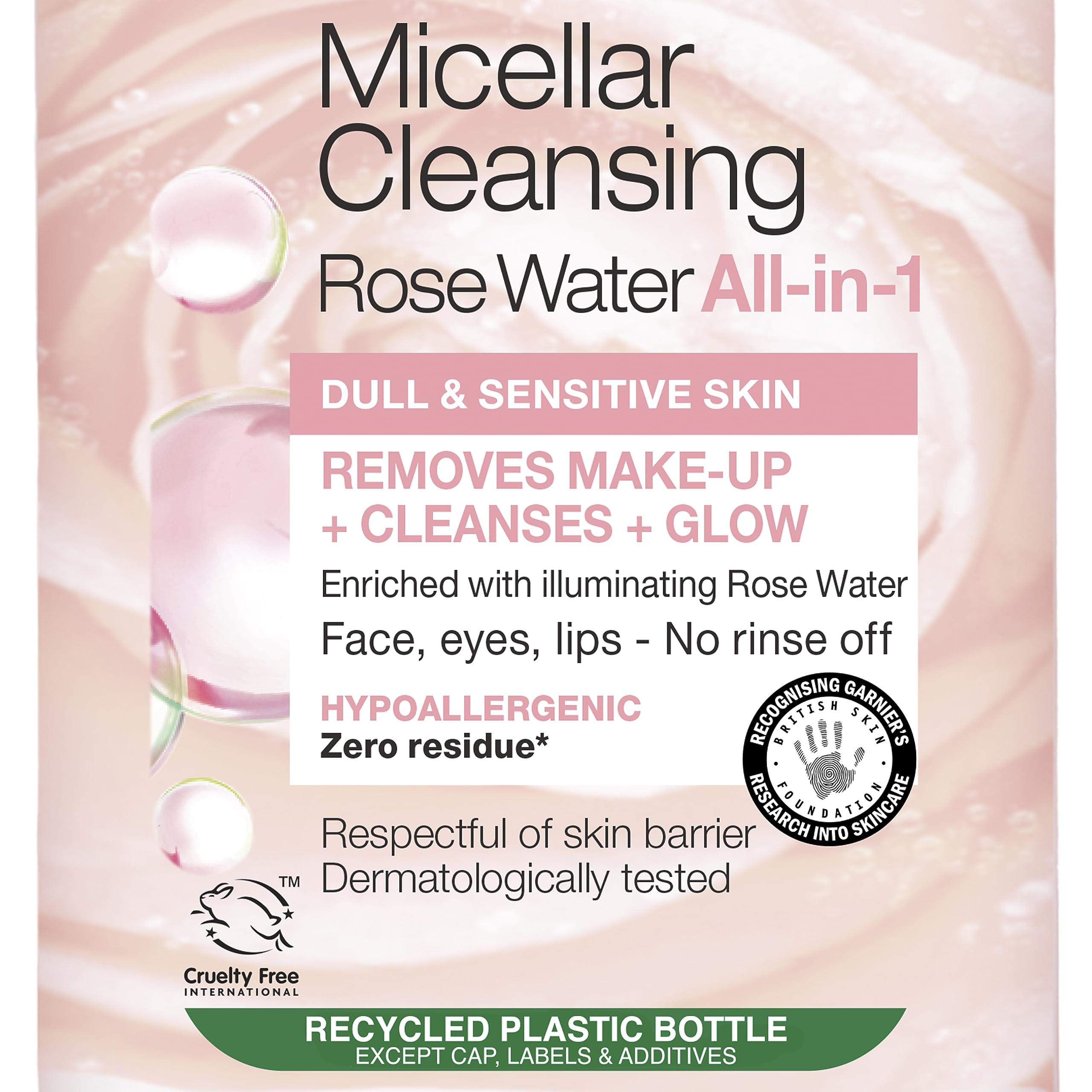 Garnier Micellar Rose Cleansing Water 700ml, Gentle face Cleanser & Makeup Remover, Hypoallergenic. Vegan Formula, Suitable For Dull And Sensitive Skin, Glow Boosting Formula, Dermatologically Tested Halalzen