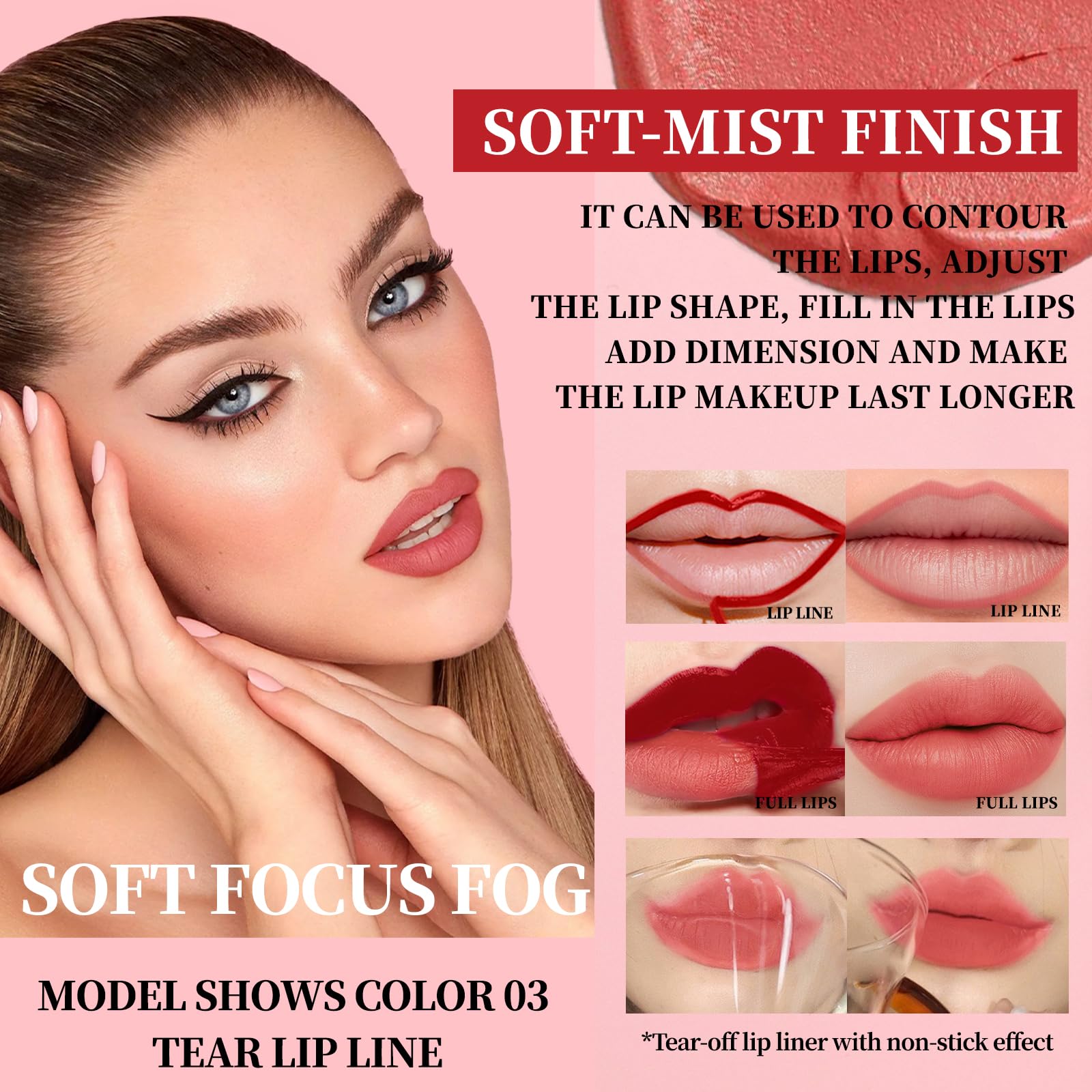 3PCS Matte Liquid Lipstick Lip Gloss & Liner Set - All-IN-One Lip Kit, Velvety Nude Color, Waterproof Make Up Set (# 03) Halalzen