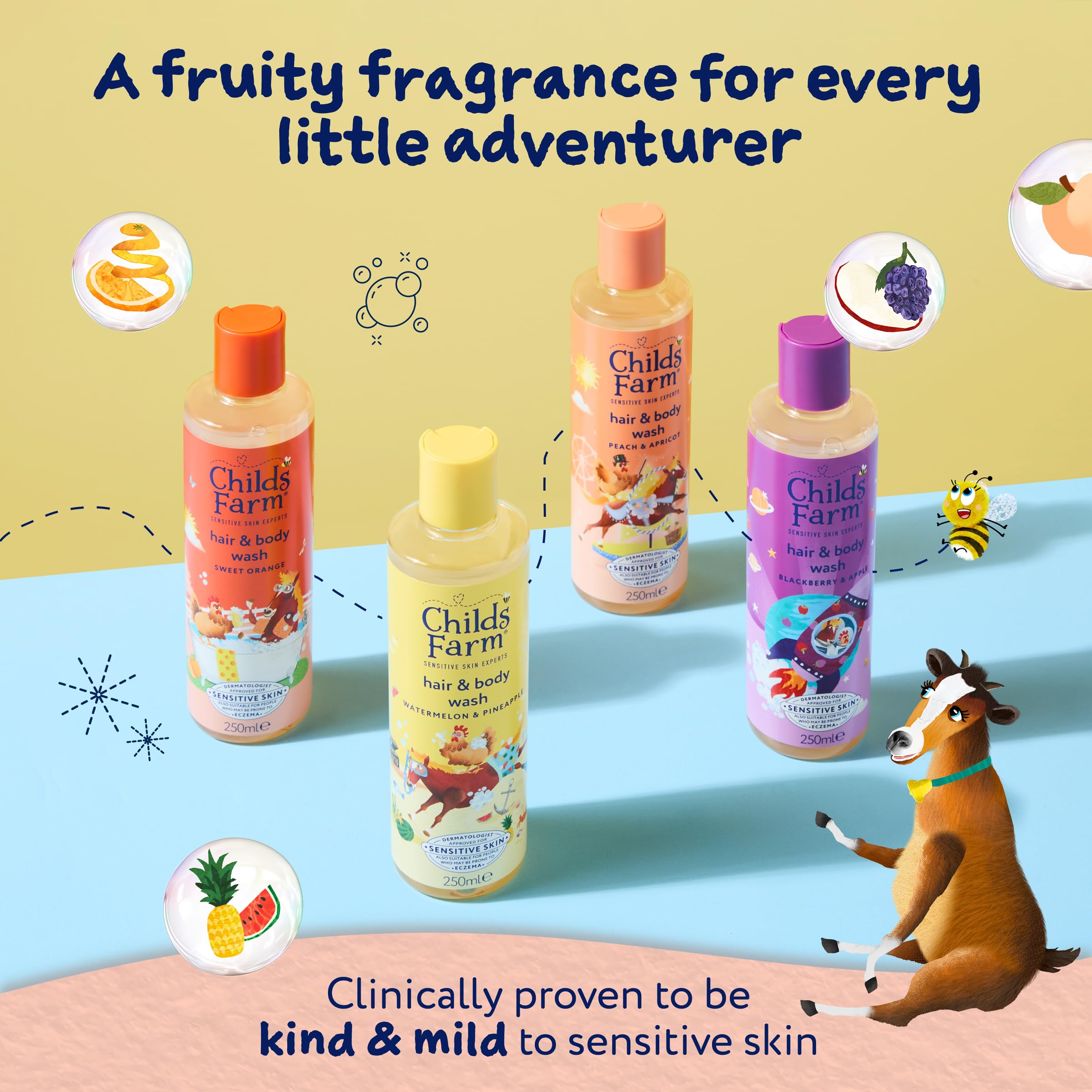 Childs Farm Kids 3 in 1 Swim, Strawberry & Mint - Body Wash, Shampoo & Conditioner | Tear-free | Suitable for Dry, Sensitive Skin, 250ml