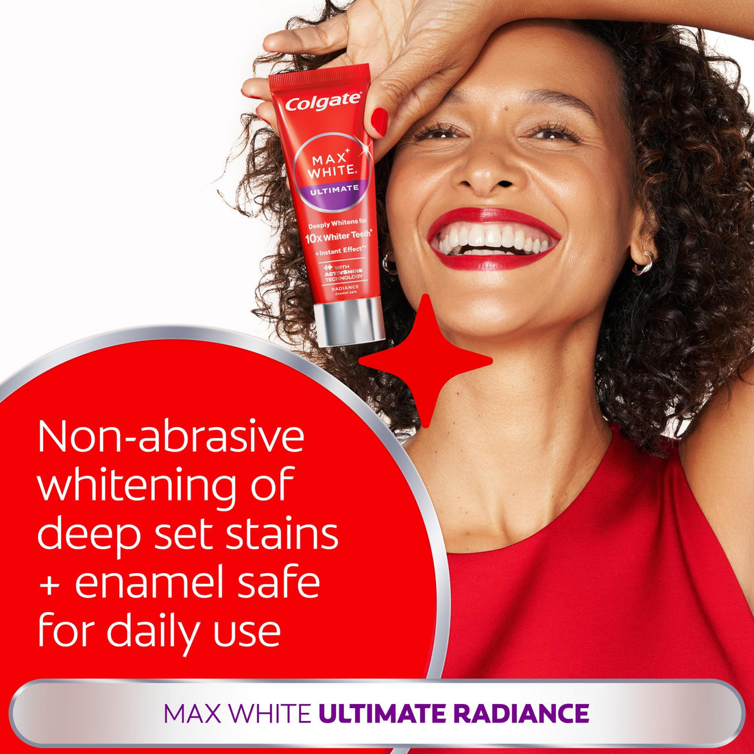 Colgate Max White Ultimate Radiance Whitening Toothpaste 75ml - 10X Whiter Teeth* - Instant Teeth Whitening Toothpaste^ - Deeply* Whitens - Helps Prevent Future Stains - Enamel Safe for Daily Use