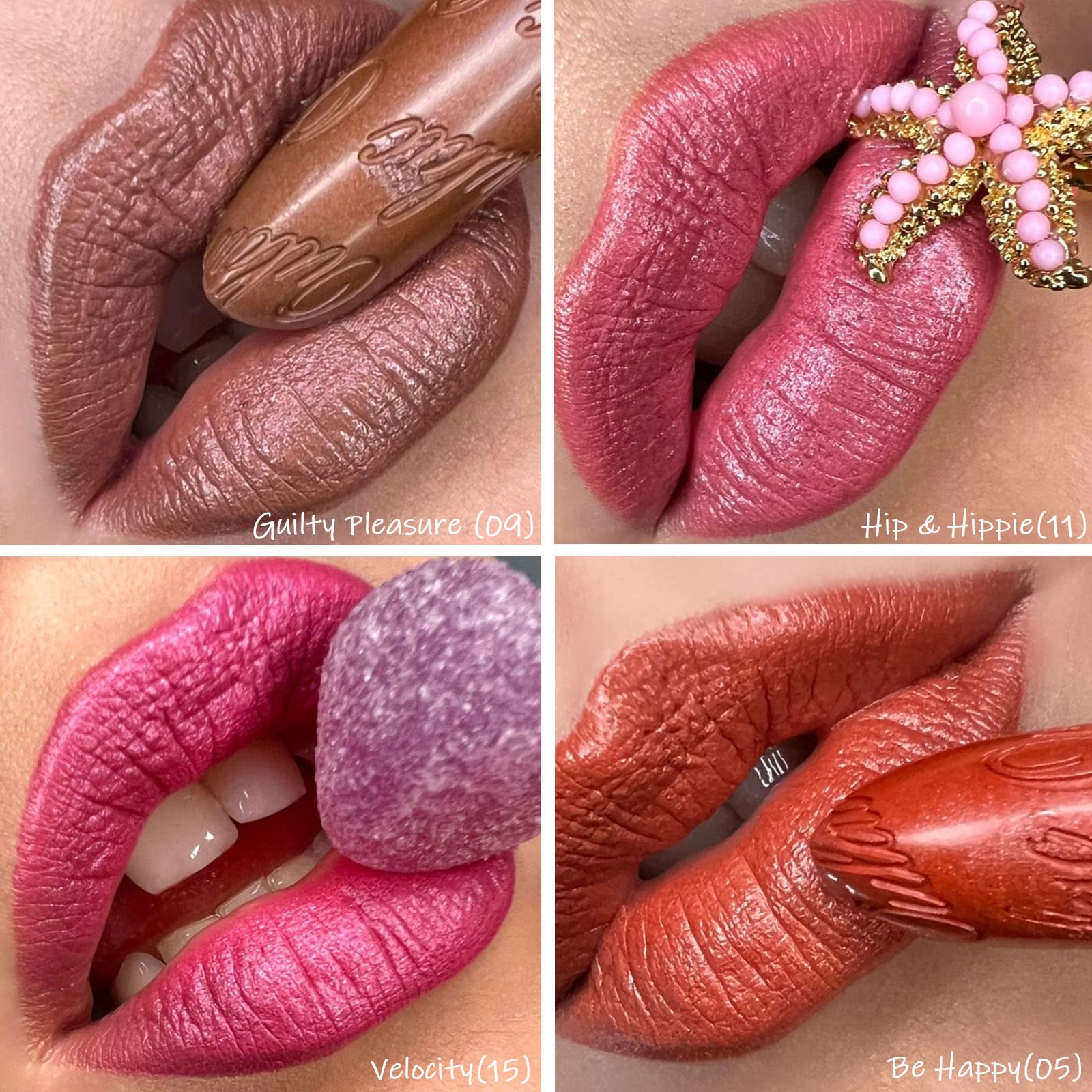 OULAC Metallic Shine Glitter Lipstick, Pink High Impact Lipcolor, Lightweight Soft and Ultra Hydrating, Long Lasting, Vegan & Cruelty-Free, Full-Coverage Lip Color 4.3 g/0.15 HIP & HIPPIE(11) Halalzen