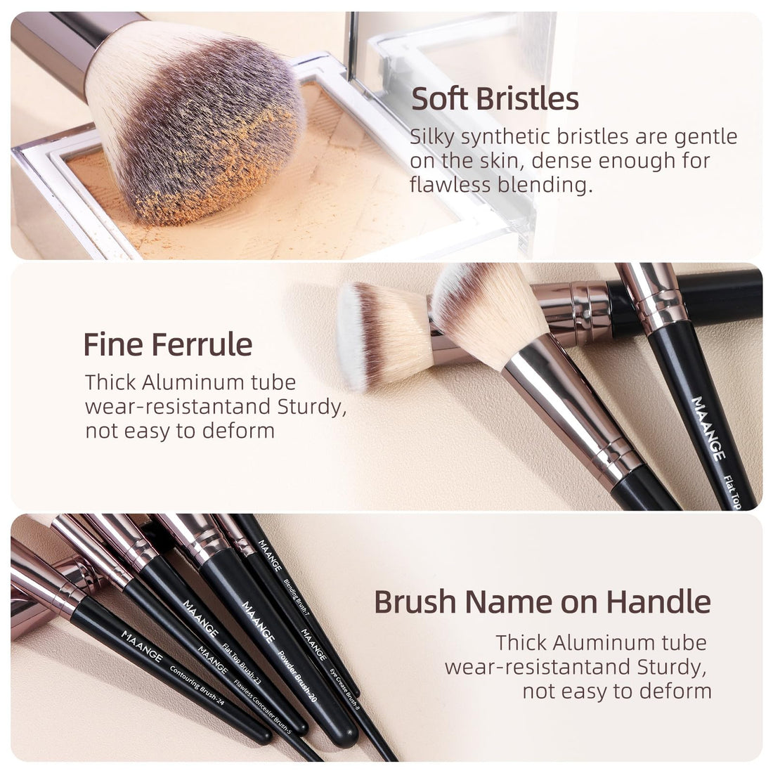 MAANGE Makeup Brushes, 51 Pcs Makeup Tool Set Multi-functional Makeup Brush Set Foundation Powder Blush Concealers Eyeshadows Make up Brushes(Champagne) Halalzen