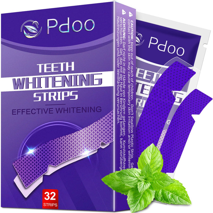 Purple Teeth Whitening Strips 16 Treatments - Enamel-Safe & No-Sensitivity & No-Slip Whitening Strips - Fast Teeth Whitening Result in 7 Days - Whitening Kit for Coffee, Wine Stains Removal