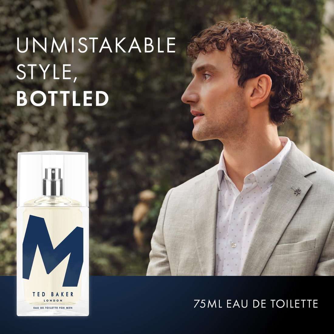 Ted Baker M Eau De Toilette Men's Fragrance Fresh Citrus Spicy Scent with Mandarin, Bergamot, Black Pepper, Amber Vetiver Musk Long Lasting EDT Spray for Men & Teens 2.5 fl oz / 75ml