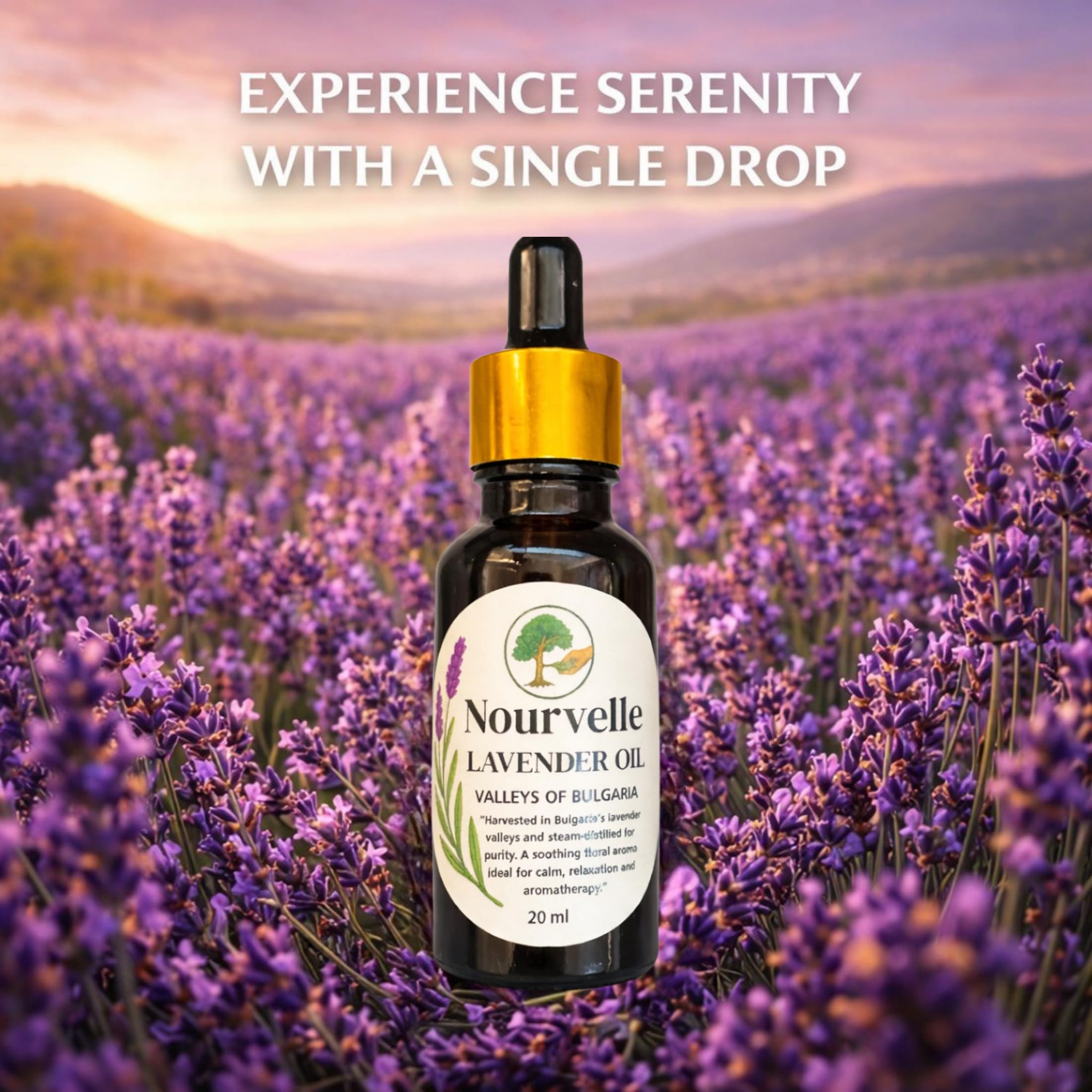 French Lavender Essential Oil 100% Pure & Natural – Lavandula Angustifolia – Aromatherapy Oil for Relaxation, Sleep, Stress & Anxiety Relief, Massage & Skin Care – 20ml