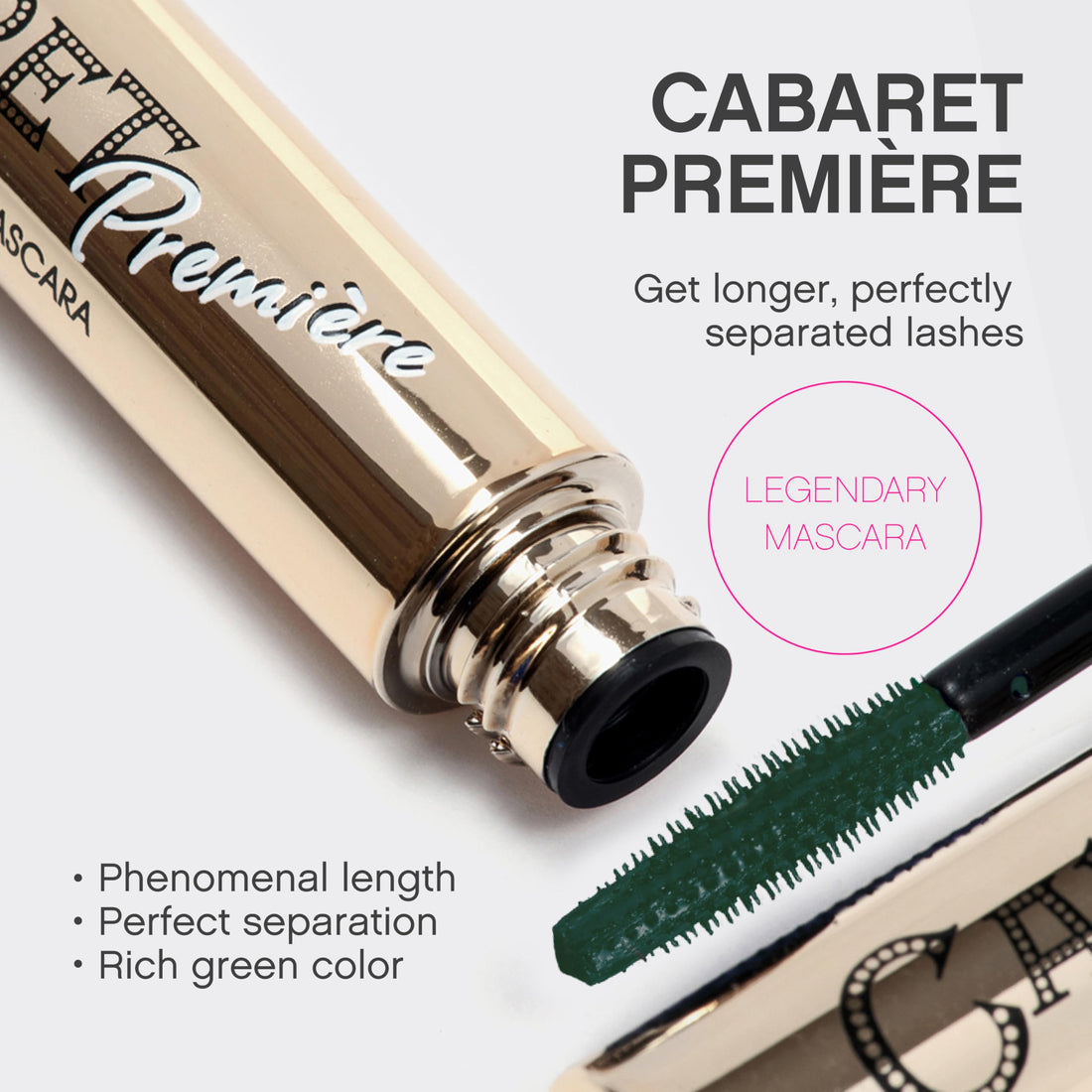 Vivienne Sabó Cabaret Premiere Black Mascara, Volume and Length, Defining, Curling, No Flaking, No Clumping, Smudge Proof, Washable, Cruelty-Free, Made in Europe, (01 Black), 0.3 Fl Oz, 1 Pack