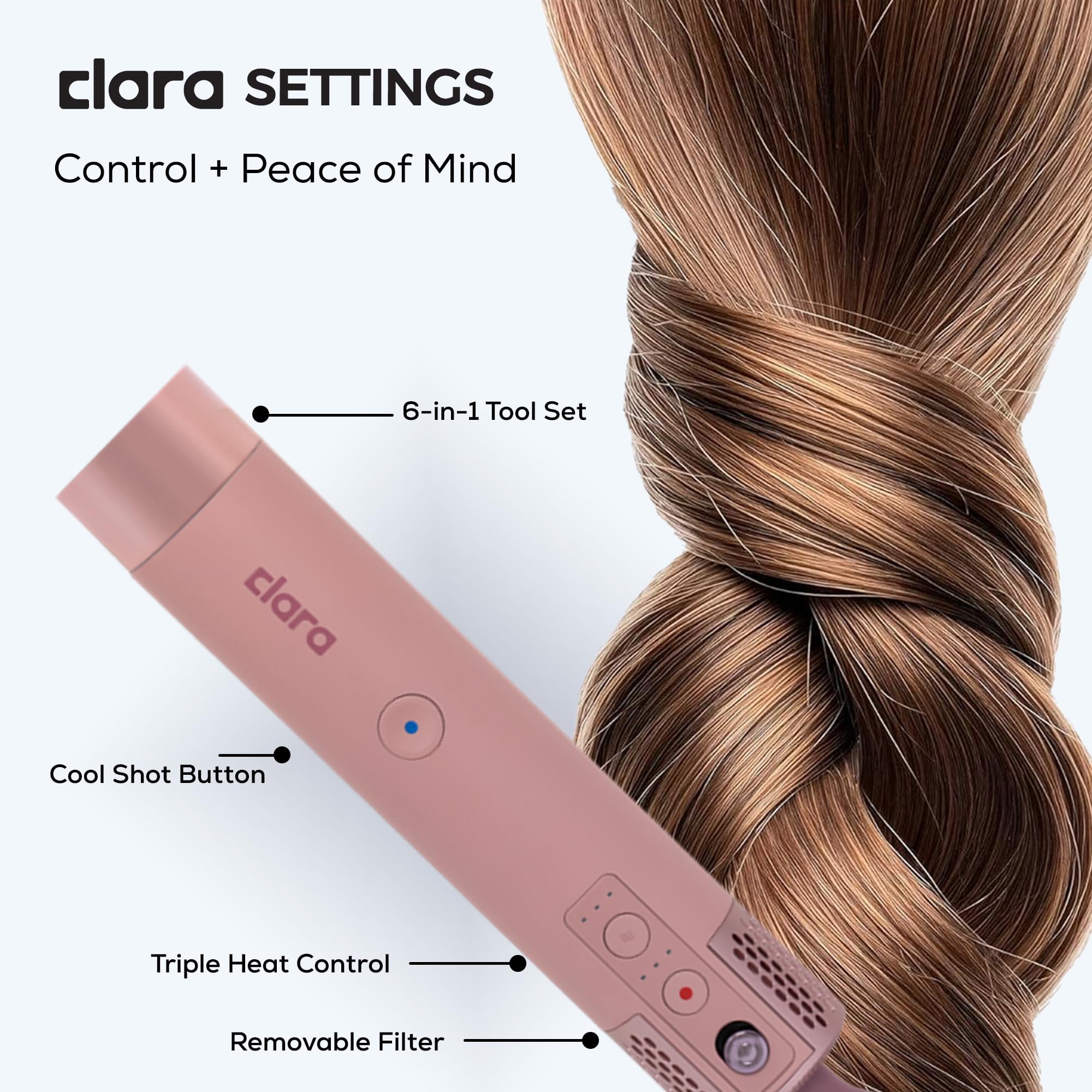 Clara 6-in-1 Gold Multi Styler with Auto-Wrap Curlers, Hair Dryer, & Brush (Round & Oval) for All Hair Types – 1500W Ionic Styling Tool for Frizz-Free Waves & Salon Blowouts Halalzen