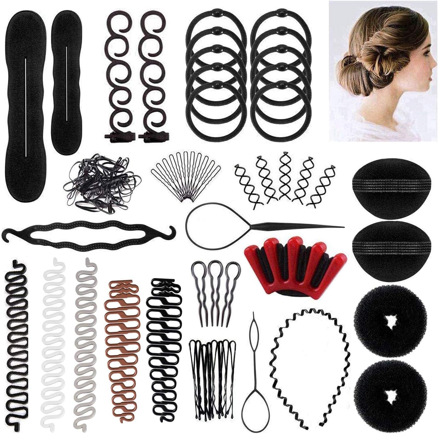 60 Pcs Hair Styling Set, Design Tools Accessories DIY Modelling Kit Hairdresser Set Magic Simple Fast Spiral Braid (BBB) Halalzen