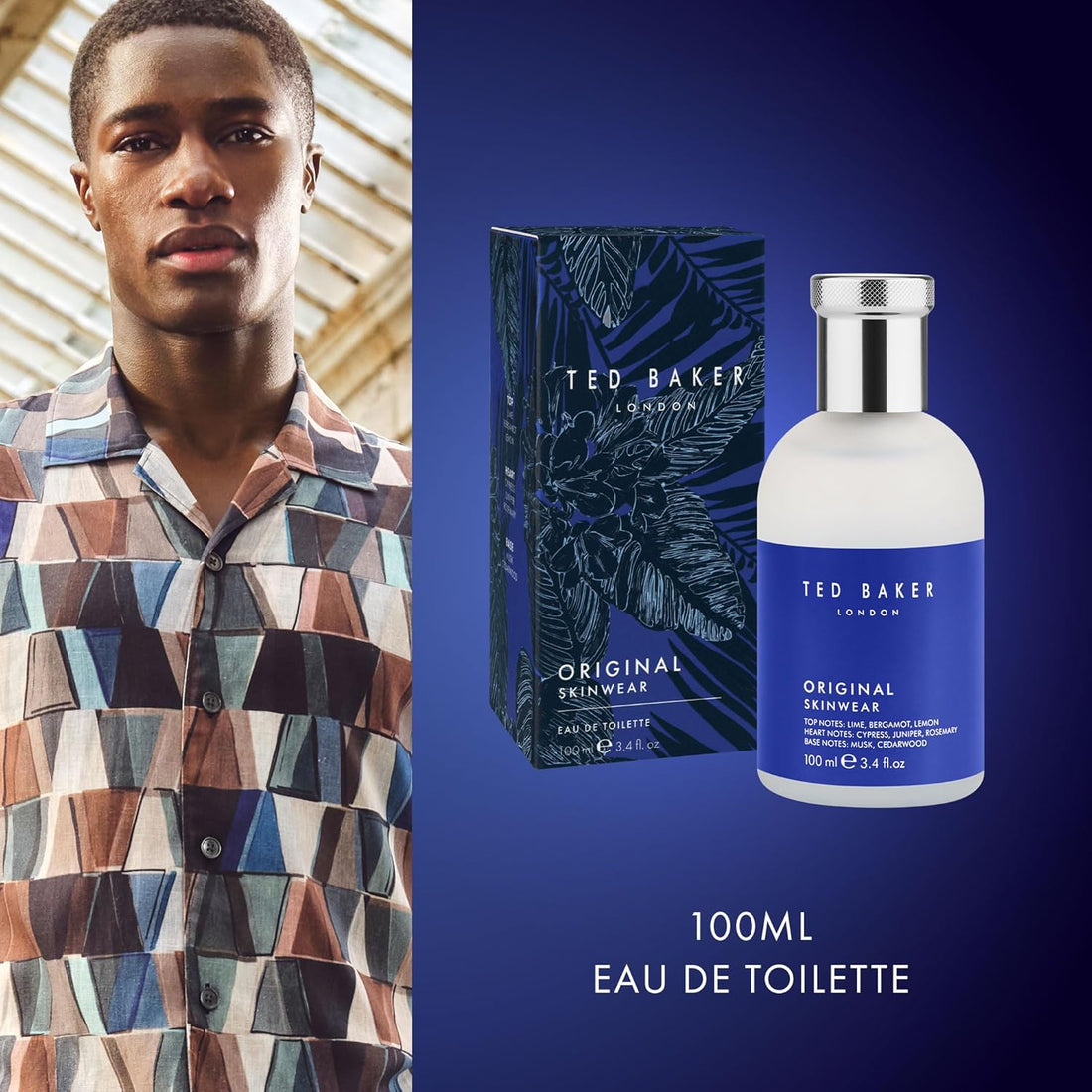 Ted Baker Original Skinwear Eau de Toilette for Men Woody Aromatic Fragrance with Lime, Bergamot, Sandalwood, Amber, Citrus, Refreshing, Mens Cologne Spray for Him, 3.4 fl oz / 100ml