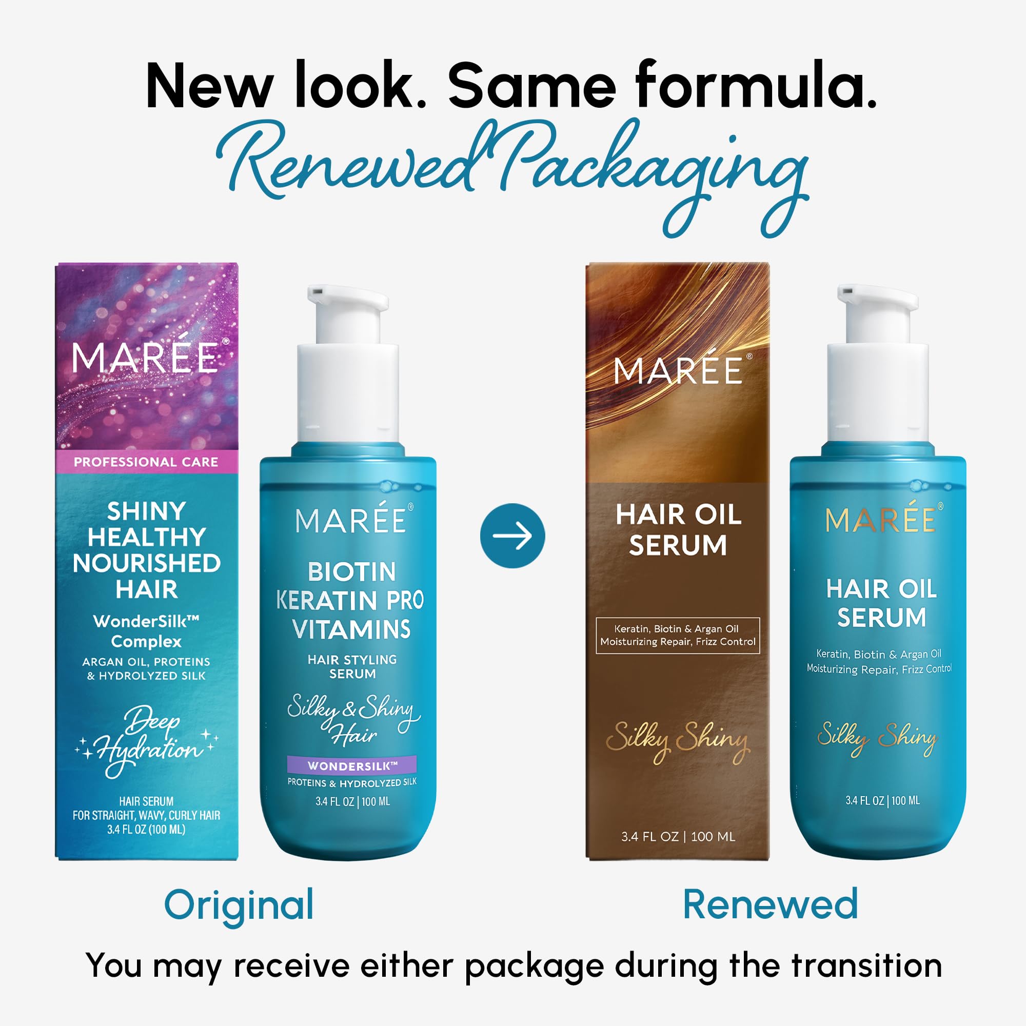 MAREE Hair Oil for Frizzy Hair with Argan Oil, Keratin & Biotin – Hair Serum for Dry and Curly Hair Gloss – Frizz Control Hair Care Products for Women – Aceite Para el Cabello – Keratin Hair Treatment Halalzen
