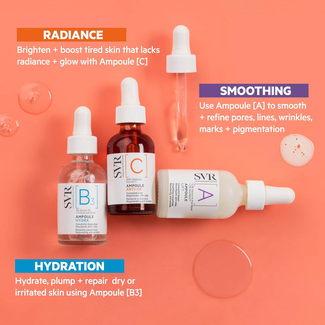 SVR [C] Ampoule Anti-Ox Radiance Anti-Wrinkle Face Serum with 20% Stabilised Vitamin C & Hyaluronic Acid - Brightening Anti-Aging Concentrate for Dull, Tired Skin, 30ml