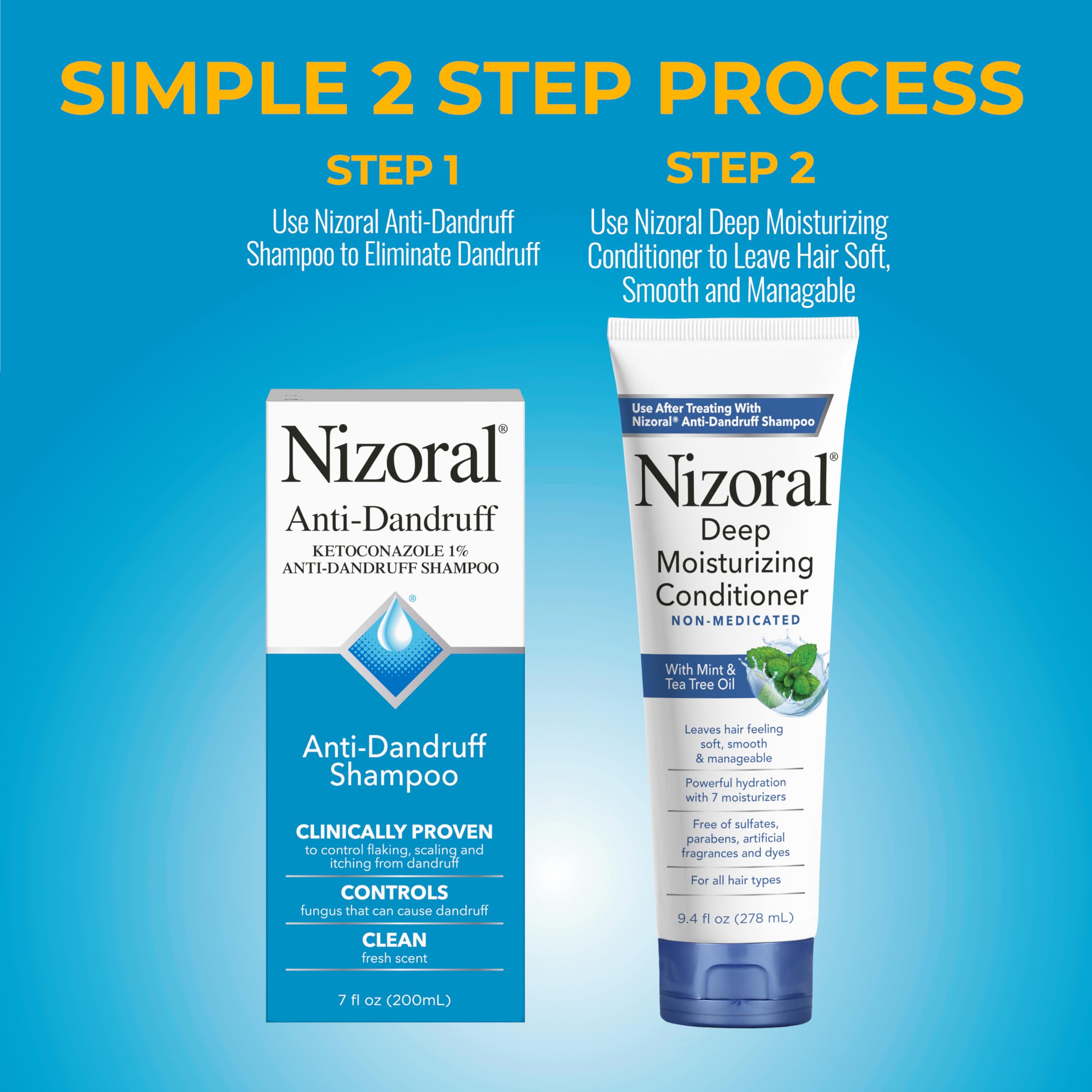 Nizoral Anti-Dandruff Shampoo, 14 Oz + Deep Moisturizing Conditioner, 9.4 Oz Bundle