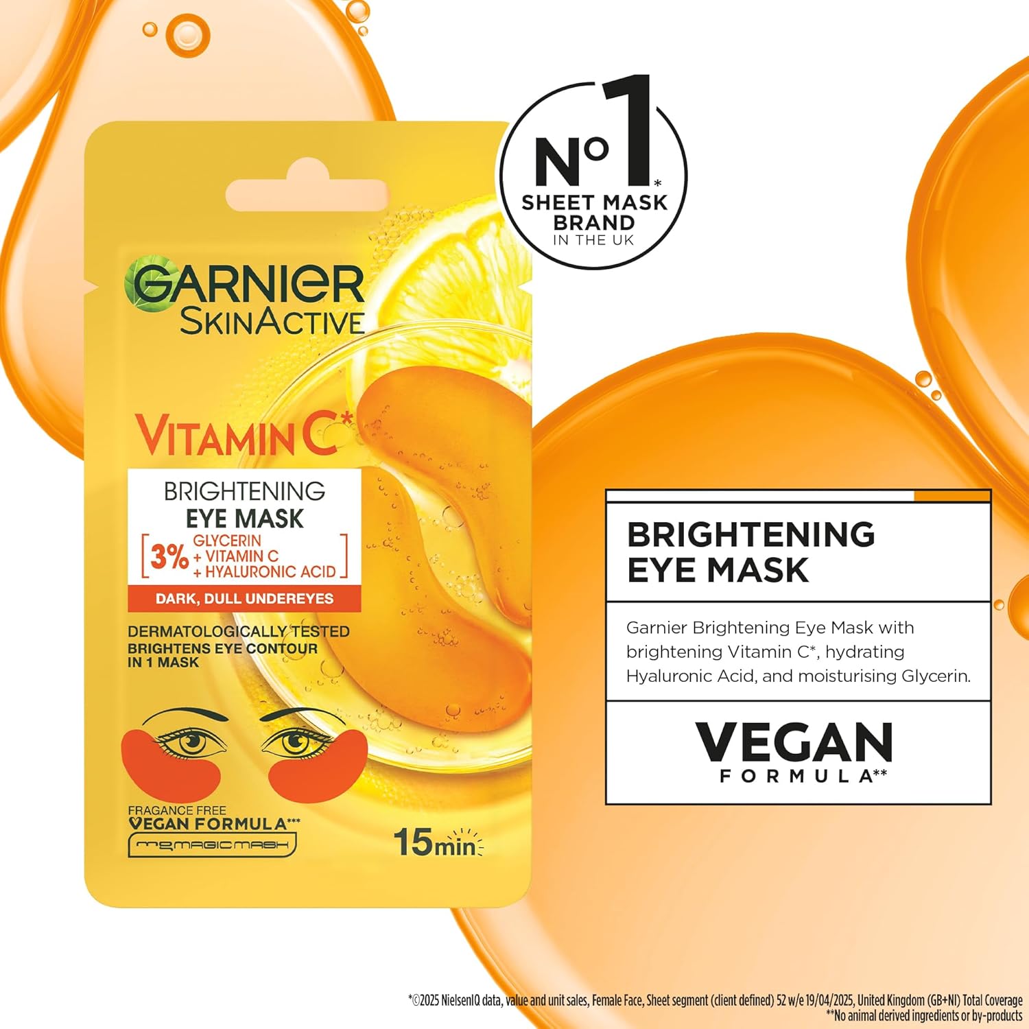 Garnier Mask Icons Discovery Collection - Face & Eye Sheet Masks Set for Dehydrated, Dull and Tired Skin, includes Vitamin C*, Hyaluronic Acid, Niacinamide - Pack of 5 sheet Masks