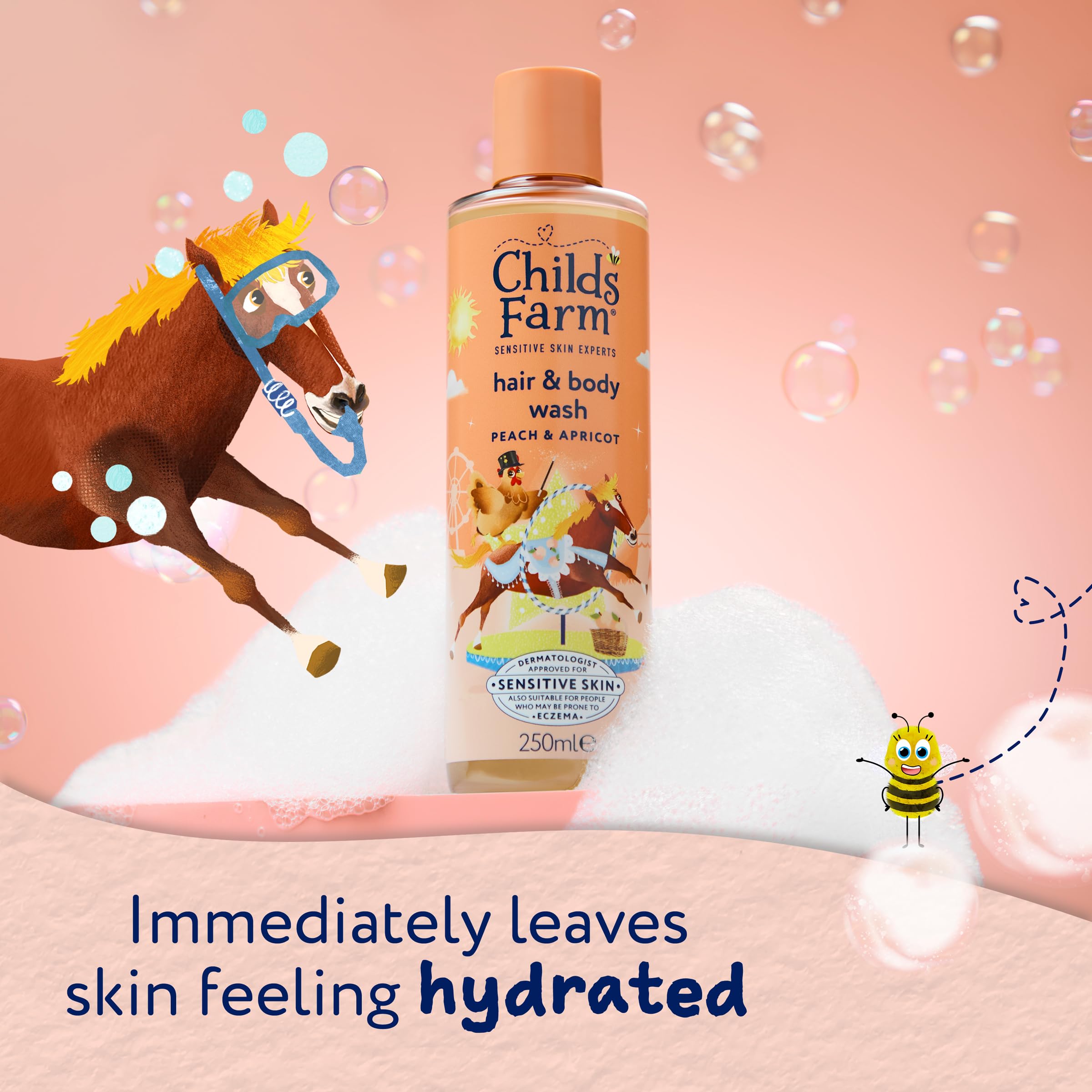 Childs Farm Kids 3 in 1 Swim, Strawberry & Mint - Body Wash, Shampoo & Conditioner | Tear-free | Suitable for Dry, Sensitive Skin, 250ml