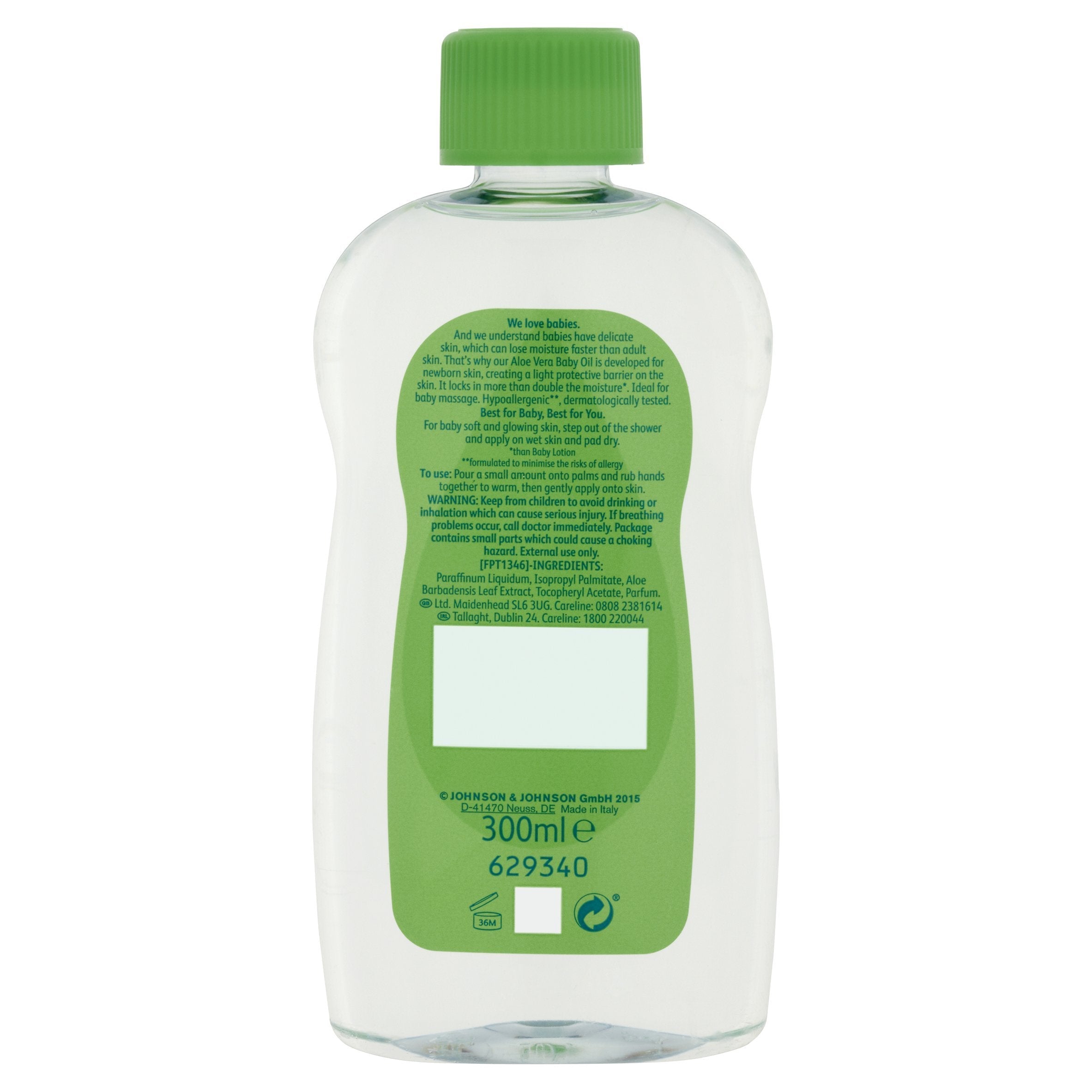 Johnson's Baby Oil with Aloe Vera 300 ml - Pack of 6 Halalzen