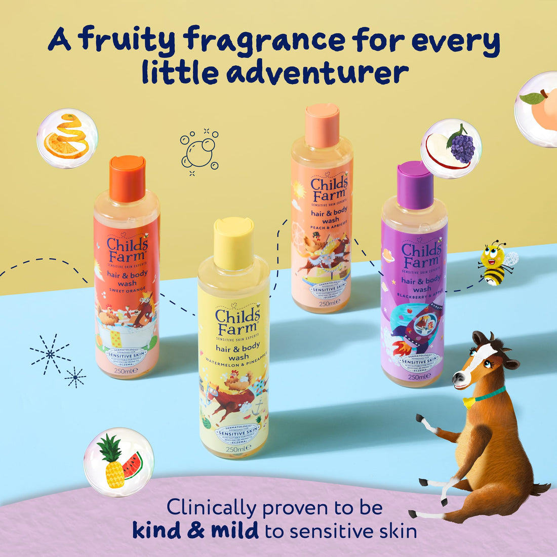 Childs Farm Kids 3 in 1 Swim, Strawberry & Mint - Body Wash, Shampoo & Conditioner | Tear-free | Suitable for Dry, Sensitive Skin, 250ml