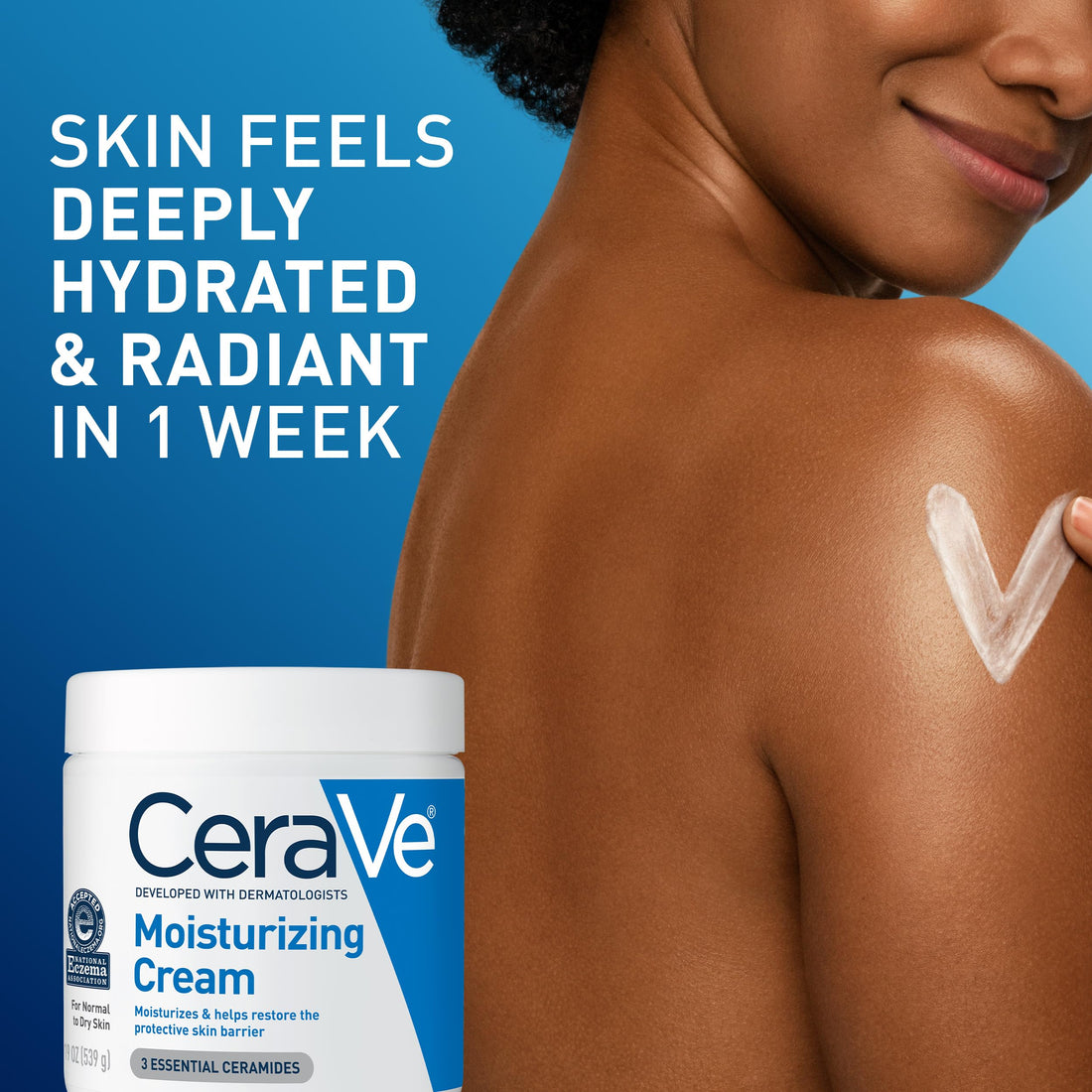 CeraVe Moisturizing Cream, Body and Face Moisturizer for Dry Skin, Body Cream with Hyaluronic Acid and Ceramides, Daily Moisturizer, Oil-Free, Fragrance Free, Non-Comedogenic, 19 Ounce Halalzen