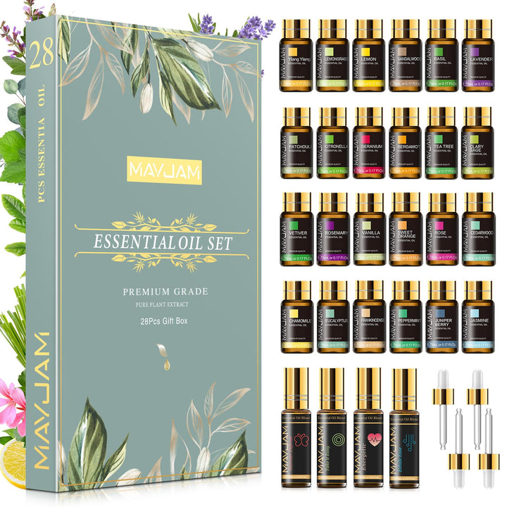 MAYJAM Essential Oils Set 35 x 5 mL - Essential Oils Gift Set for Humidifier, Diffusers, Home, DIY