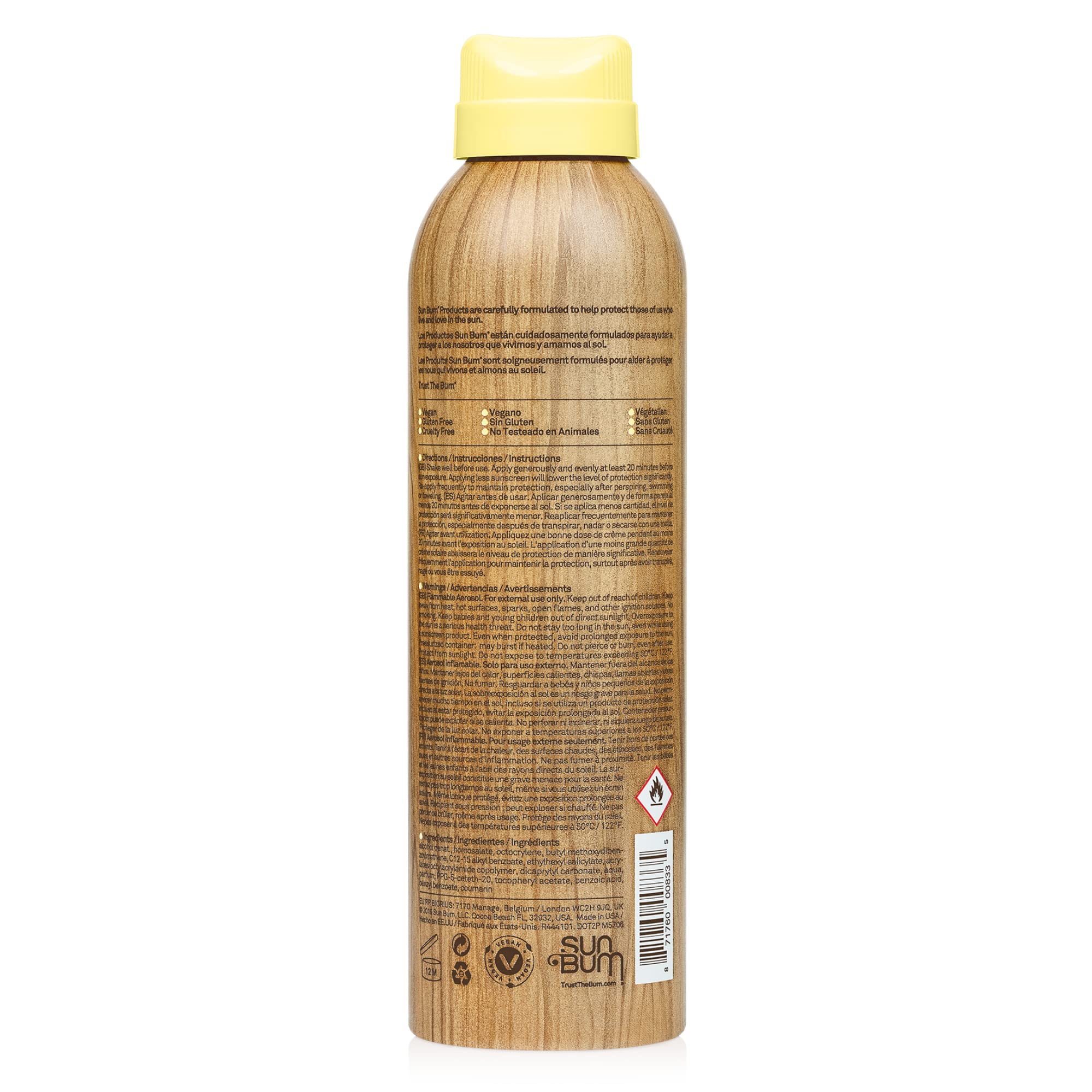 Sun Bum Original SPF 30 Sun Cream Spray, Moisturizing Sunscreen with Vitamin E, Vegan and Reef Friendly, Broad Spectrum UVA/UVB Protection, 200ml