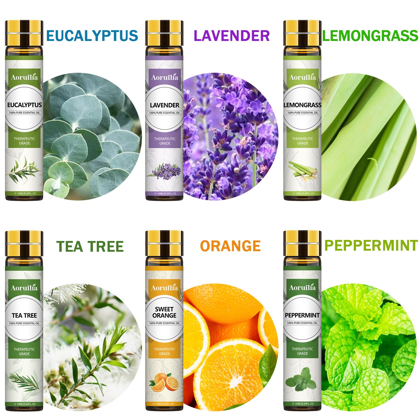 Clean Essential Oils Set 6 x 10ml, Laundry Fragrance Oils for Diffusers, Soap Making - Eucalyptus & Cotton, Bergamot Black Tea, Cardamom & Cedar, Baby Powder, Clean Breeze, Fresh Linen