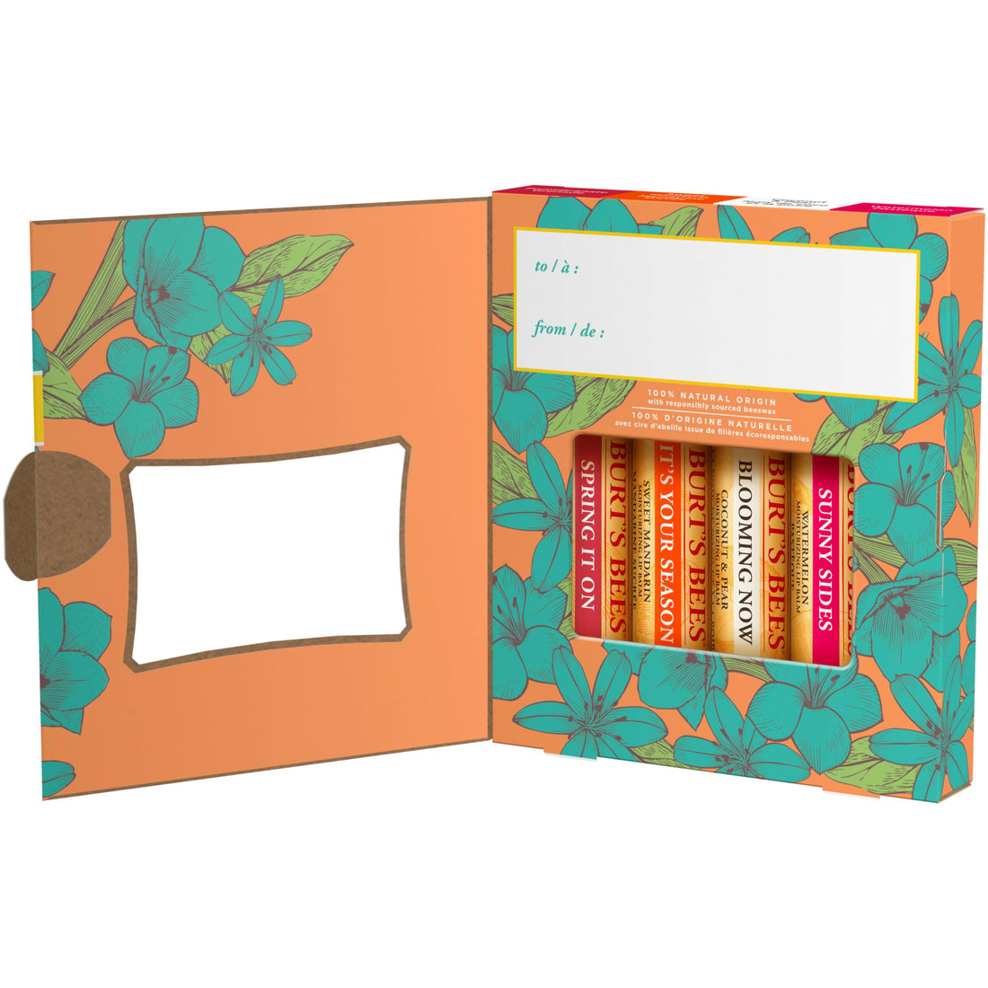 Burt's Bees Lip Balm Gift Set, Beeswax, Strawberry, Tropical Pineapple, Dragonfruit Lemon, In Full Bloom, 4x4.25g Halalzen