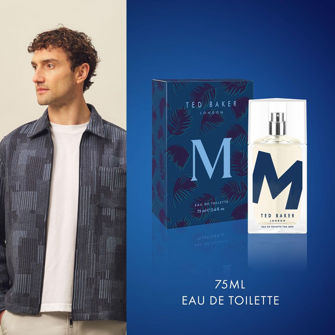 Ted Baker M Eau De Toilette Men's Fragrance Fresh Citrus Spicy Scent with Mandarin, Bergamot, Black Pepper, Amber Vetiver Musk Long Lasting EDT Spray for Men & Teens 2.5 fl oz / 75ml