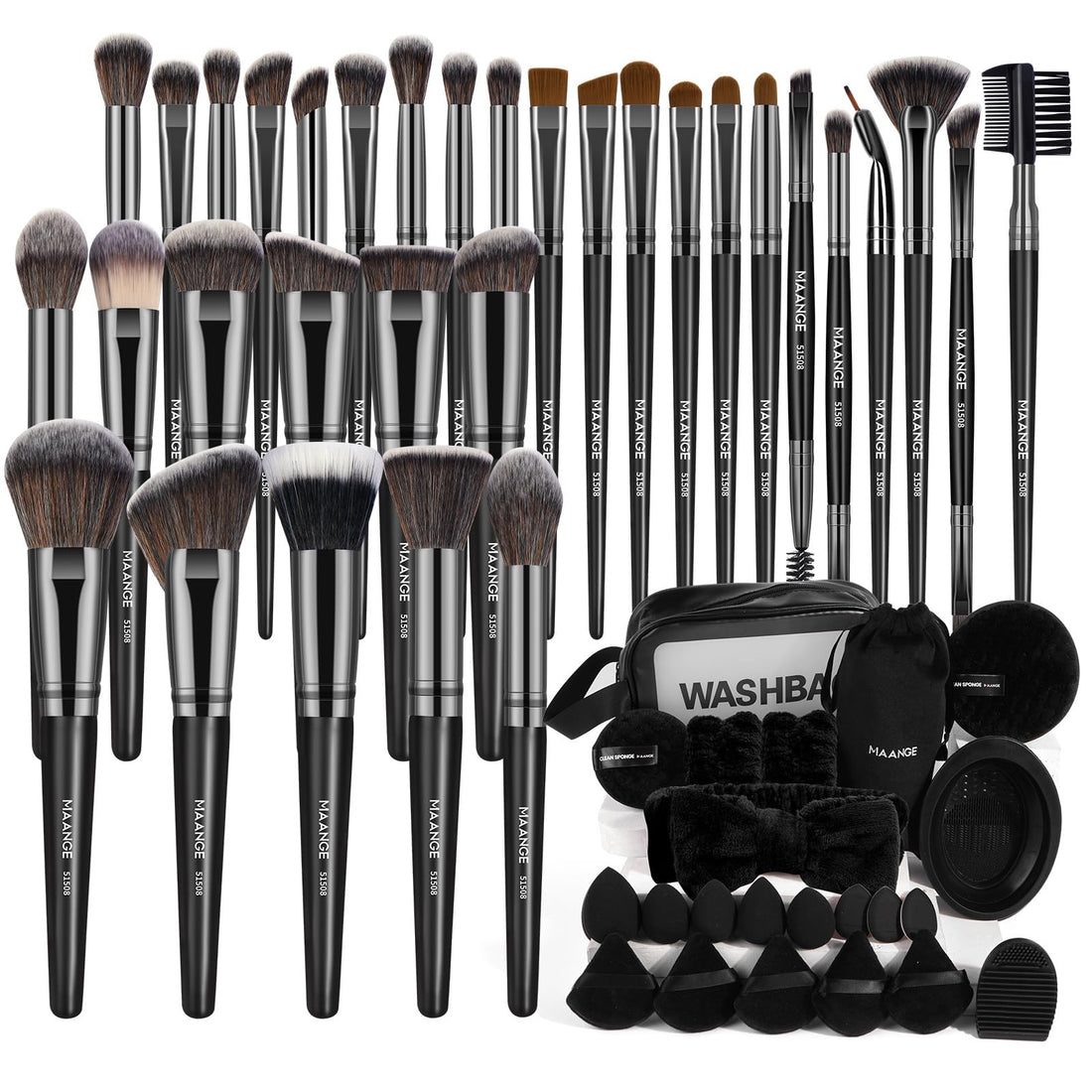 MAANGE Makeup Brushes 54 Pcs Makeup Tool Set, Multi-functional Makeup Kit Premium Synthetic Brush Make up Brushes Set for Women (Black, 54 Pcs) Halalzen