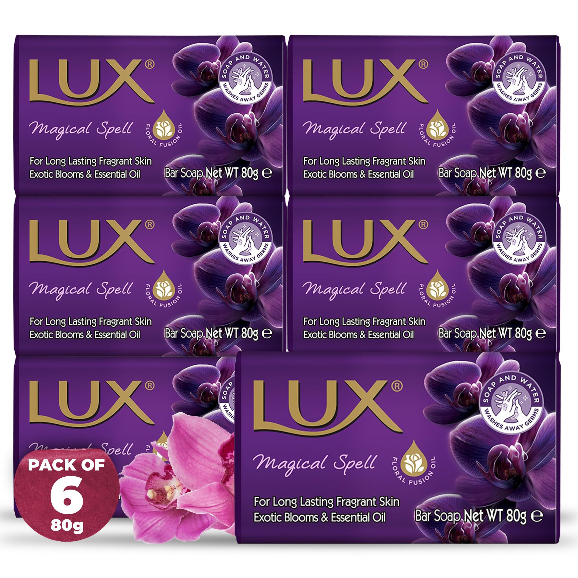 LUX Velvet Touch Soap Bar, Jasmine & Almond Oil, For Smooth Fragrant Skin, 80g (12 Pack) Halalzen