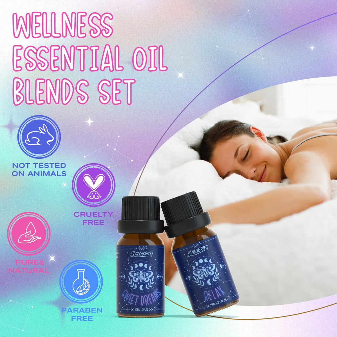 SALUBRITO Clean Essential Oils Set, Fresh Cotton, Clean Home, Fresh Linen, Soft Powder, Blossom Soap, Mint Scented Oils for for Diffuser, Candle, Soap Making